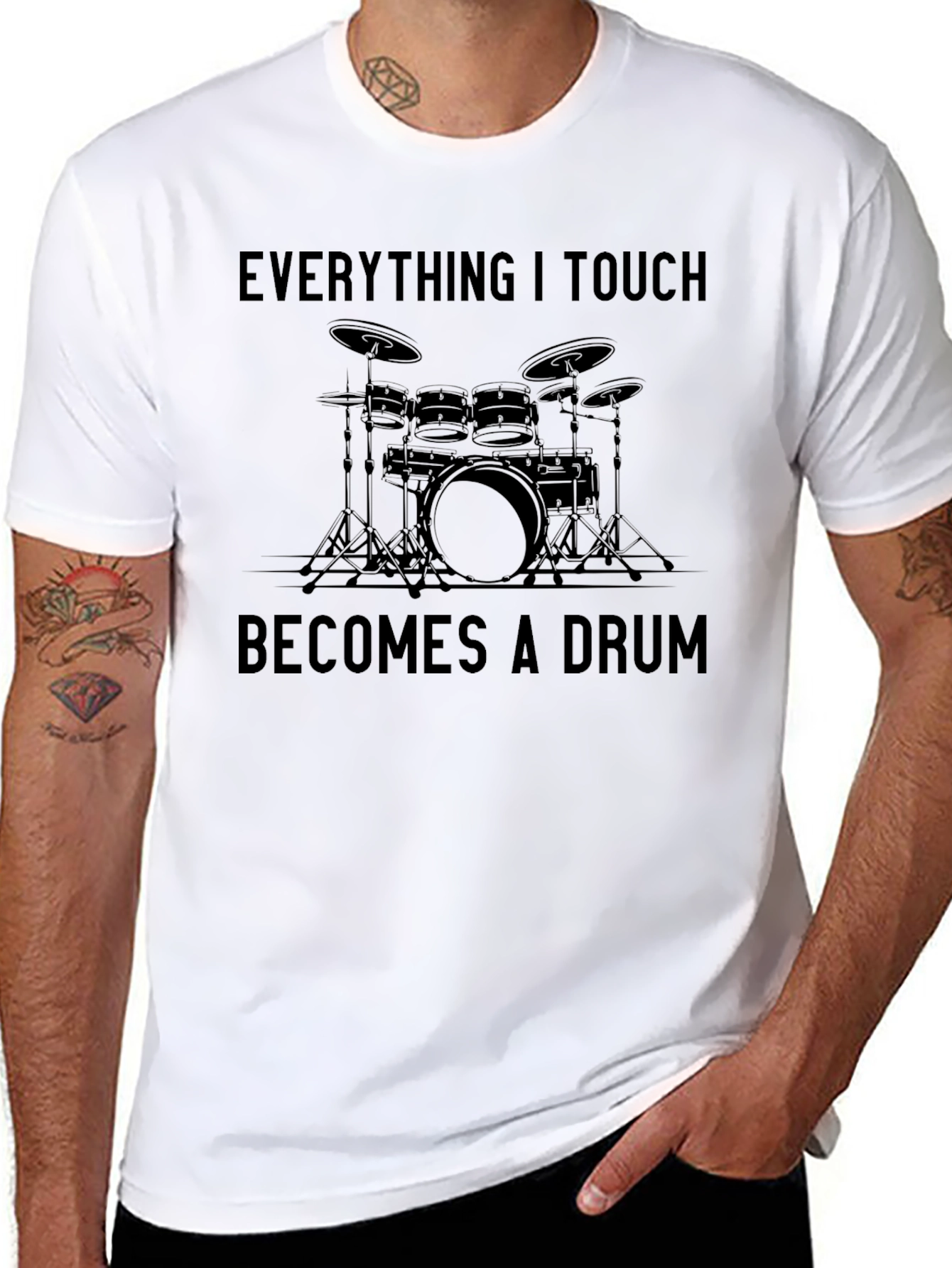 Black Everything I Touch Becomes a Drum T-Shirt view 8