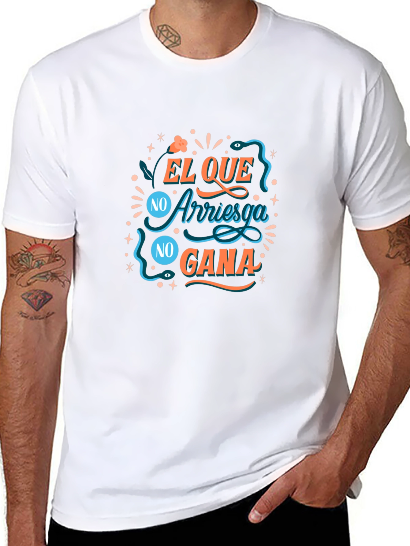 Black El Que No Arriesga No Gana Graphic Tee view 8