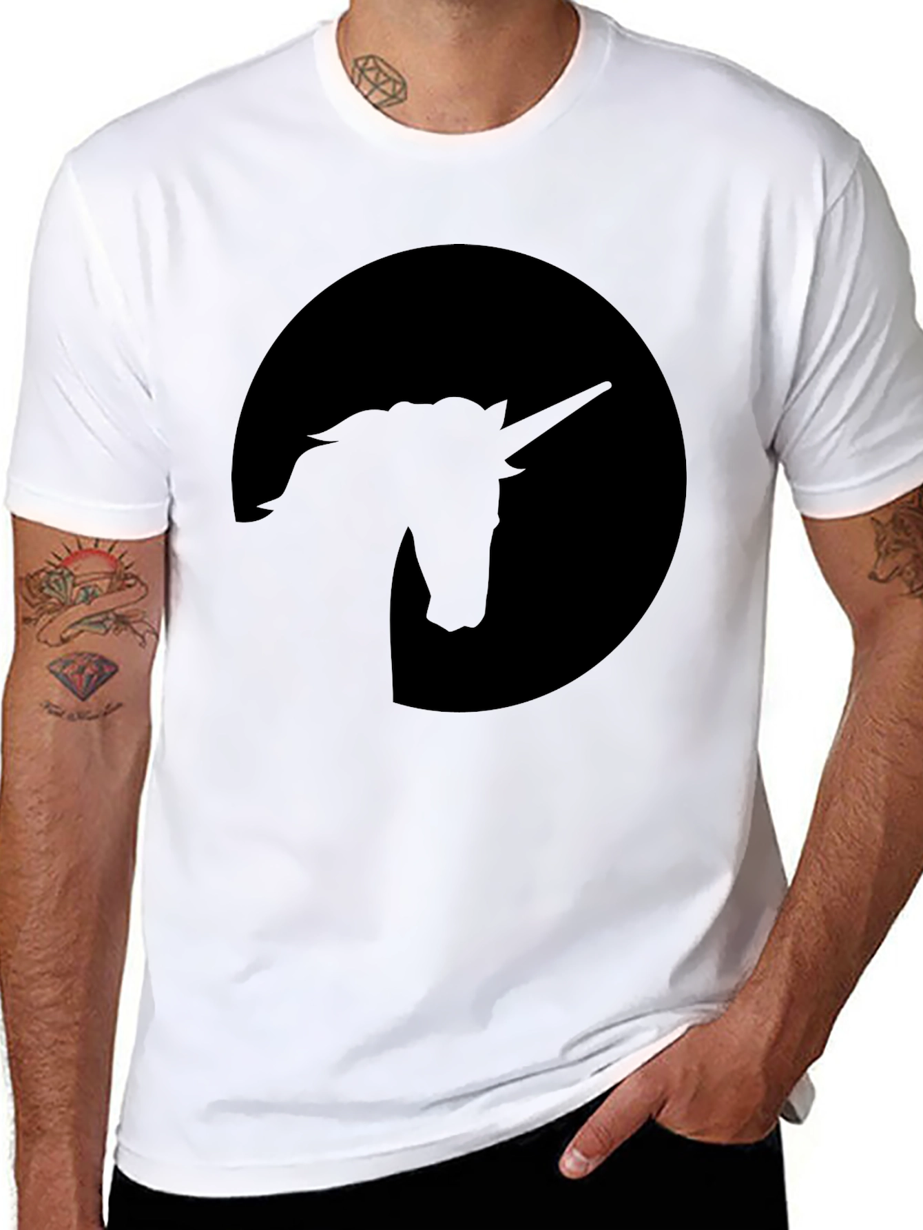 Black Unicorn Silhouette Black T-Shirt view 8