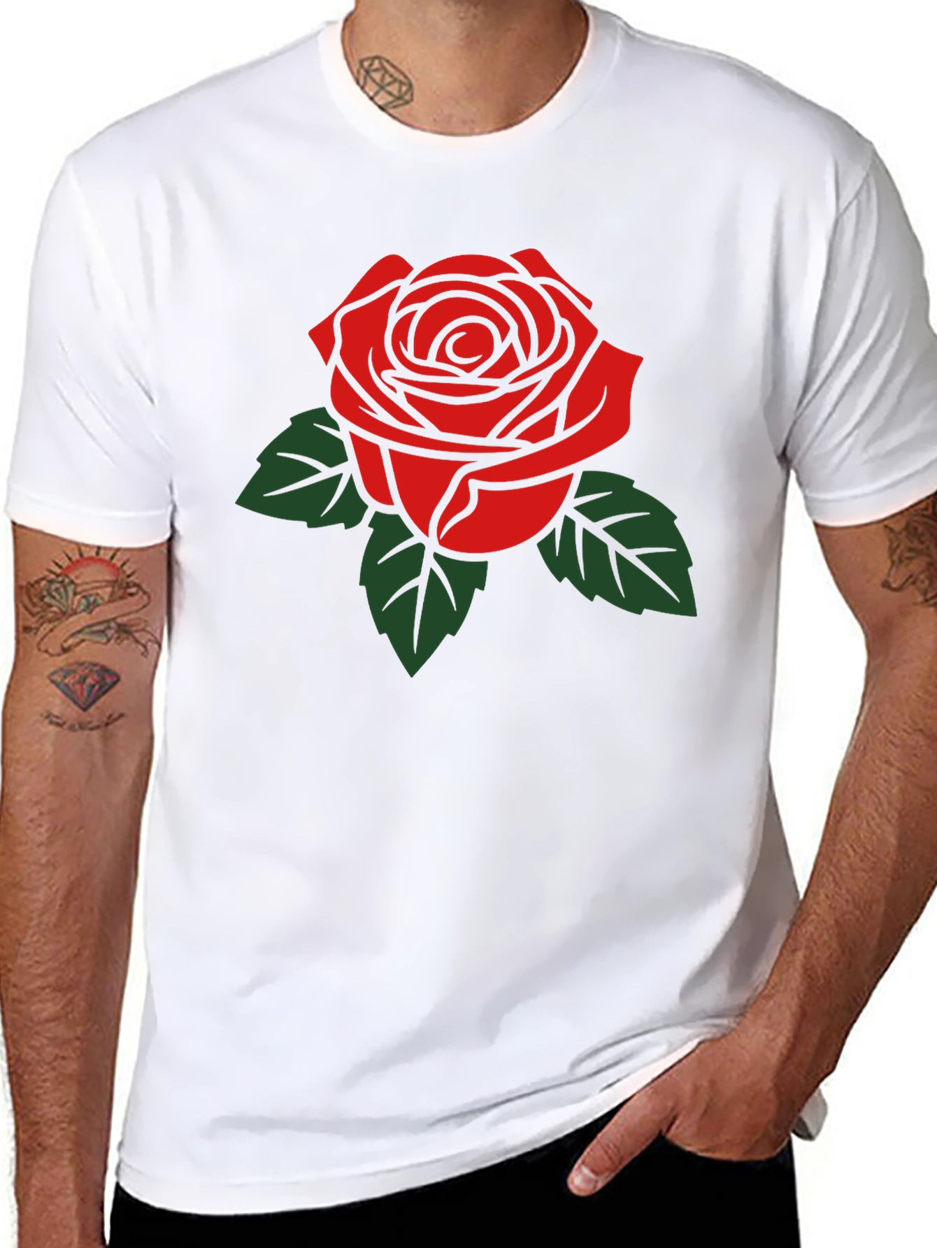 Black Bold Rose Graphic Tee - Classic Black T-Shirt view 8