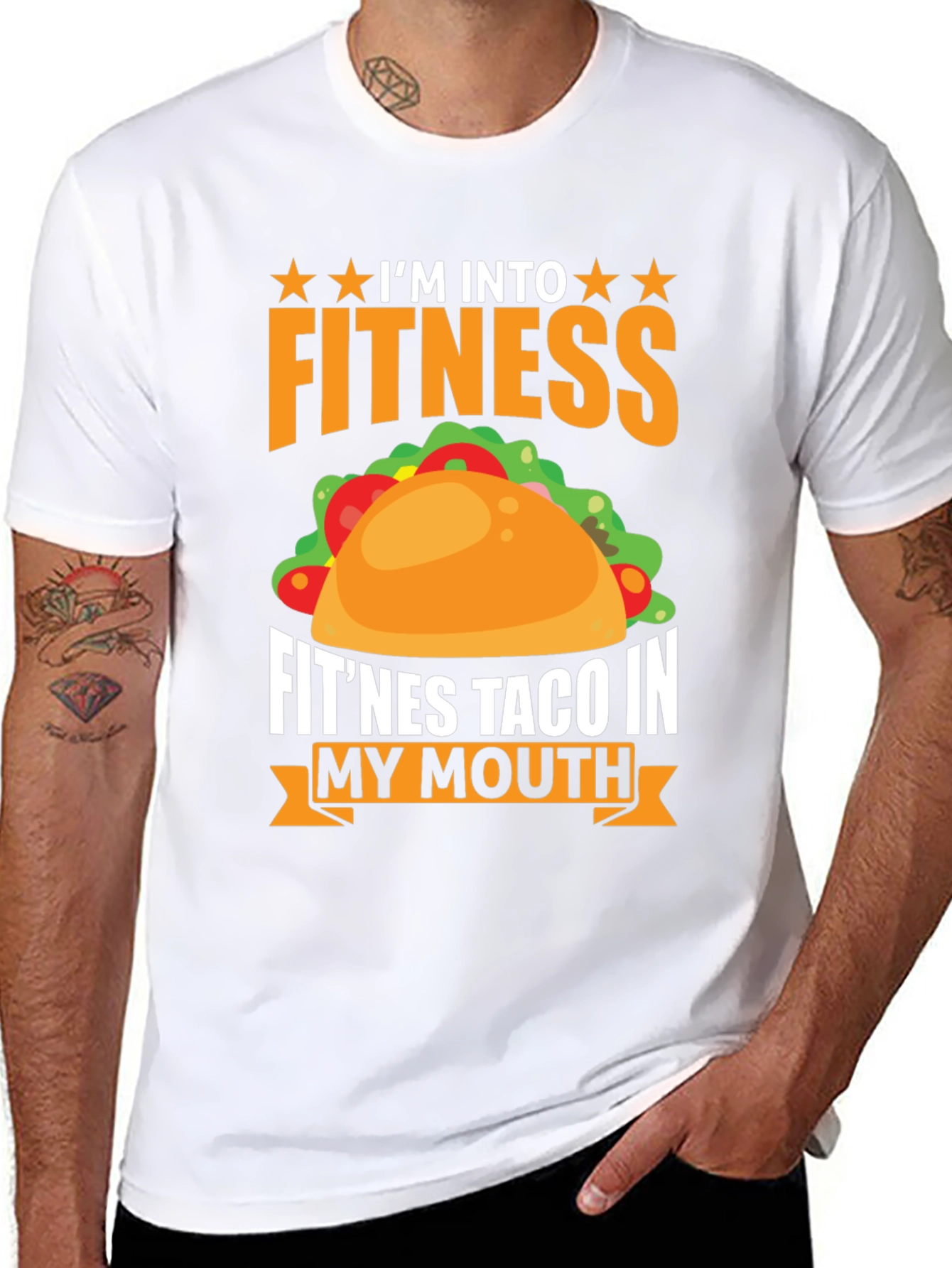 Black Fitness Taco Graphic T-Shirt Funny Foodie Tee view 8