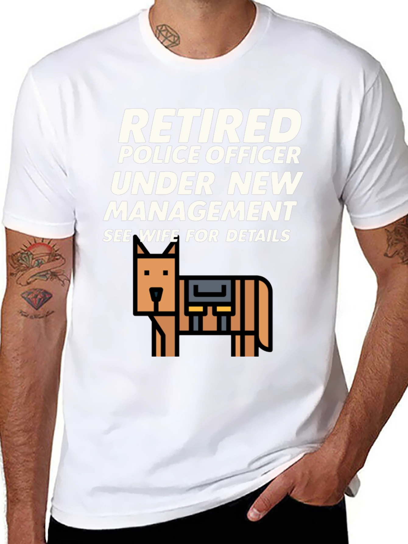 Black Retired Police Officer T-Shirt - See Wife For Details view 8