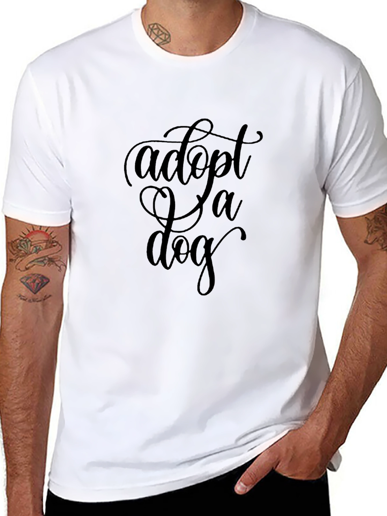 Black Adopt a Dog Black Graphic Tee view 8