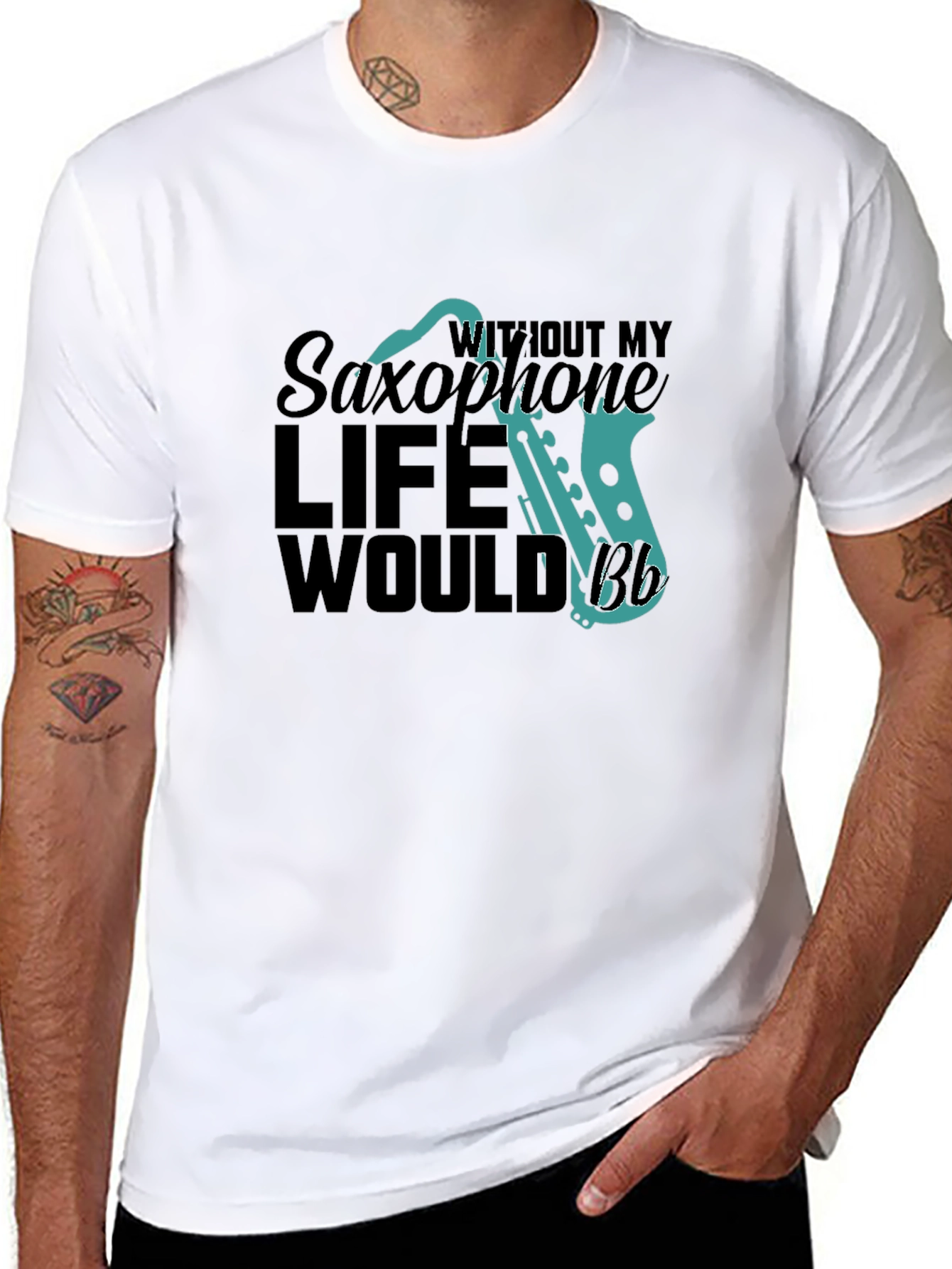 Black Saxophone Lover's T-Shirt - Musical Life Apparel view 8