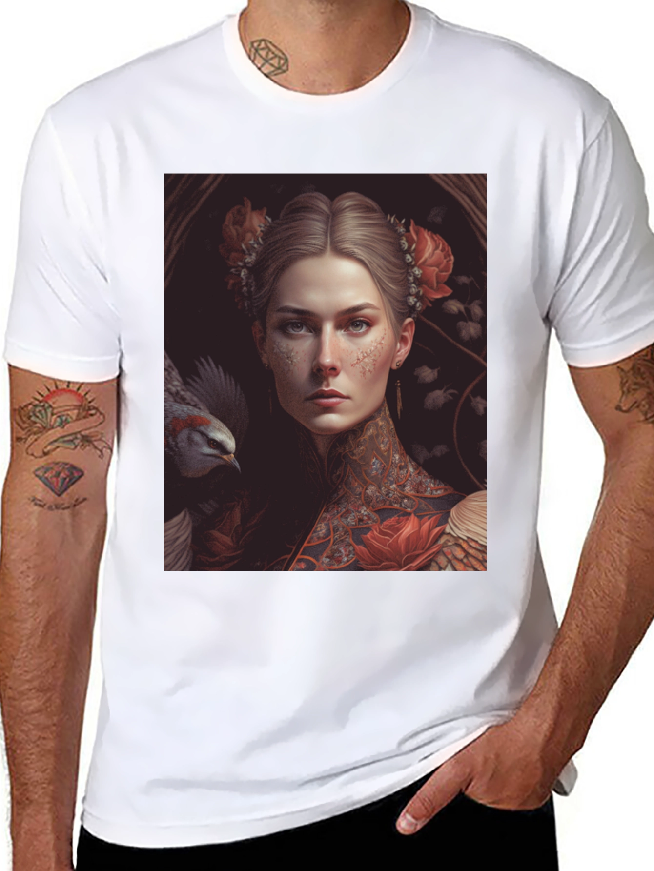Black Floral Renaissance T-Shirt view 8