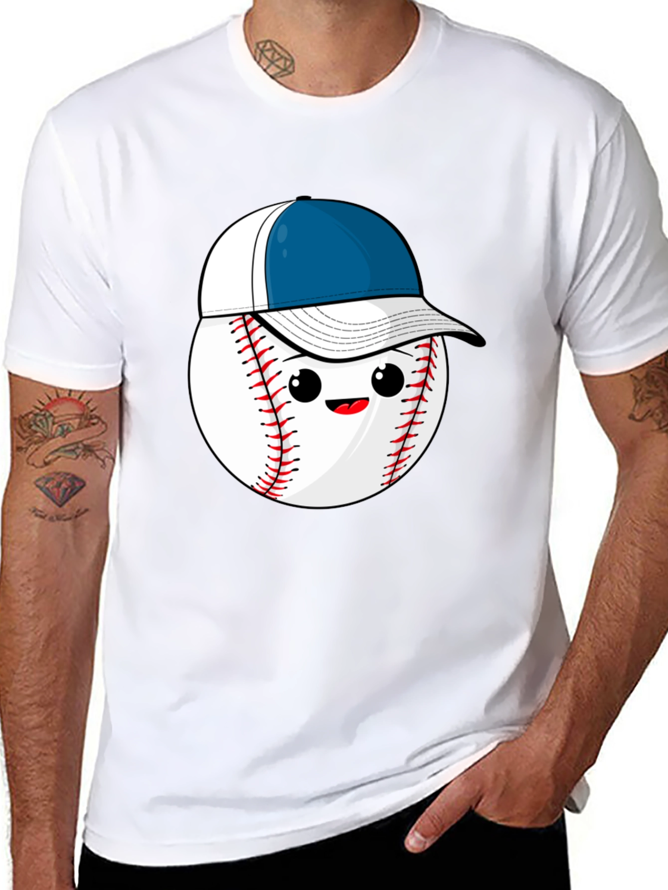 Black Baseball with Hat Graphic Tee view 8