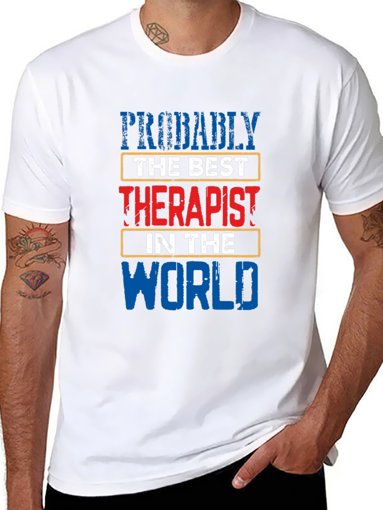 Black Probably The Best Therapist T-Shirt view 8