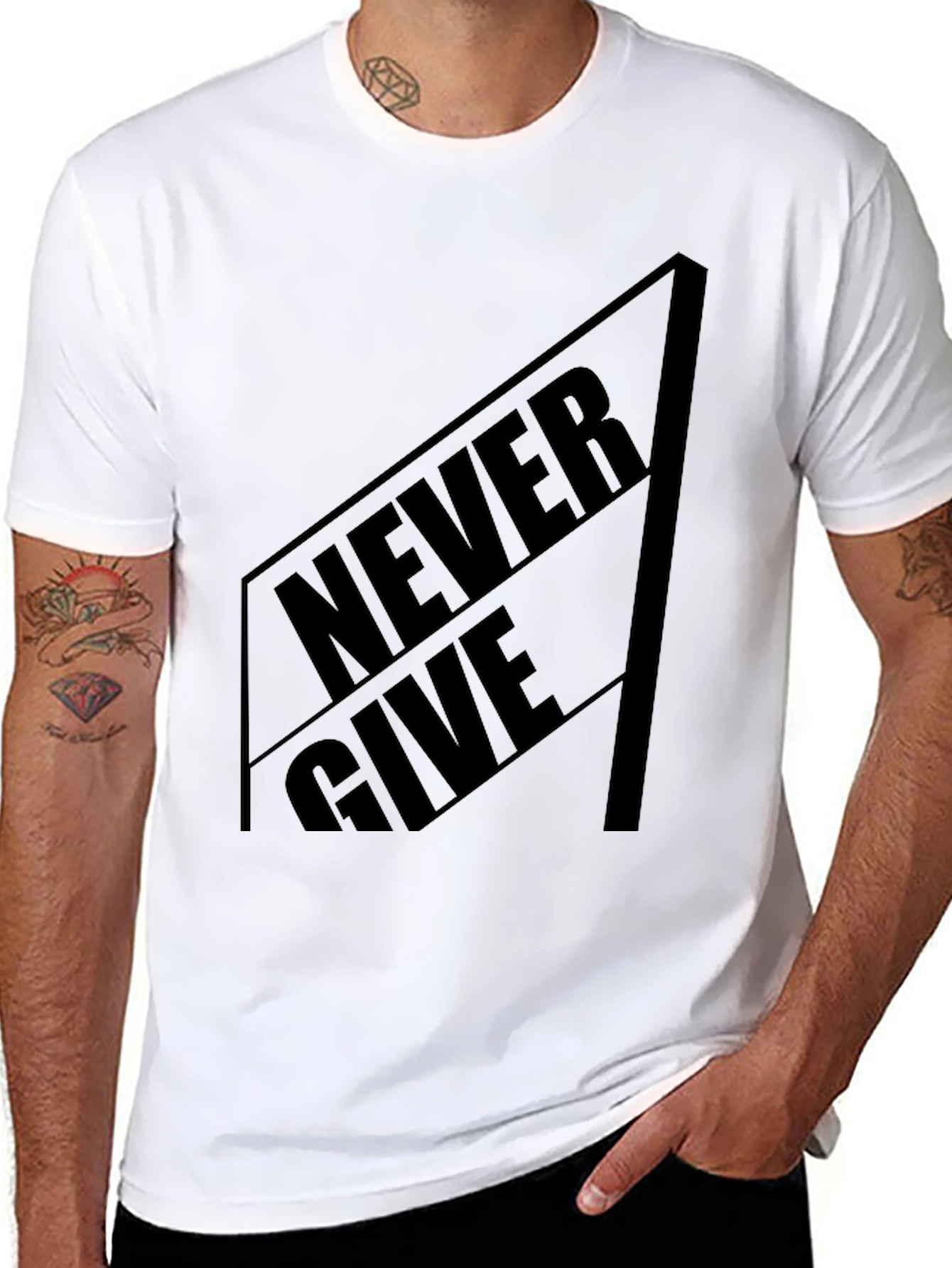 Black Never Give Black Graphic Tee - Stylish Menswear view 8