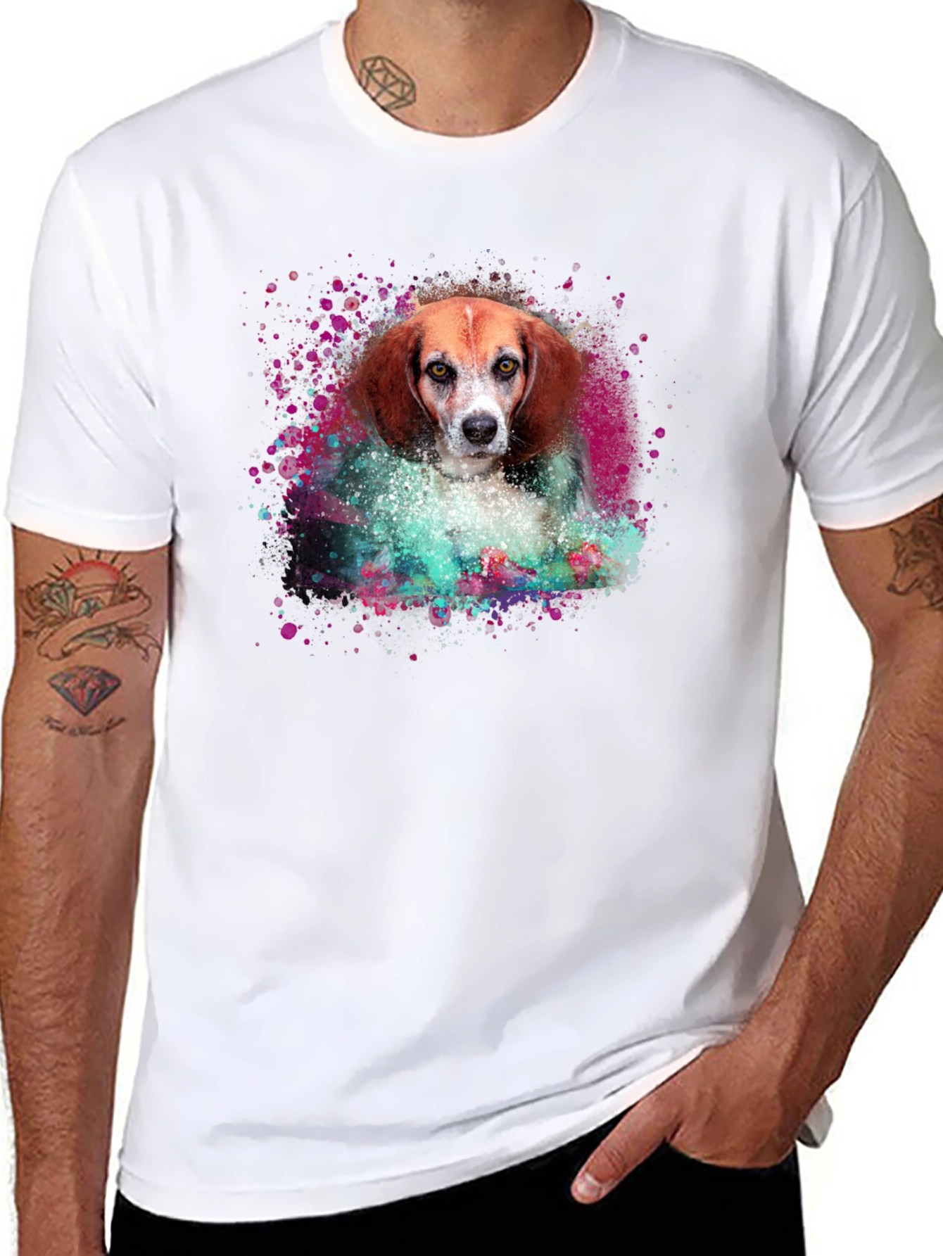 Black Dog Art T-Shirt - Beagle Portrait Tee view 8