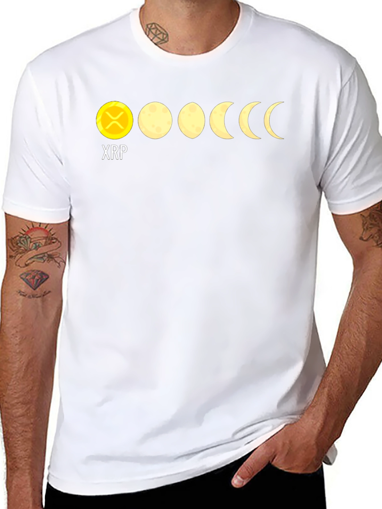 Black XRP Moon Phases Black Graphic T-Shirt view 8