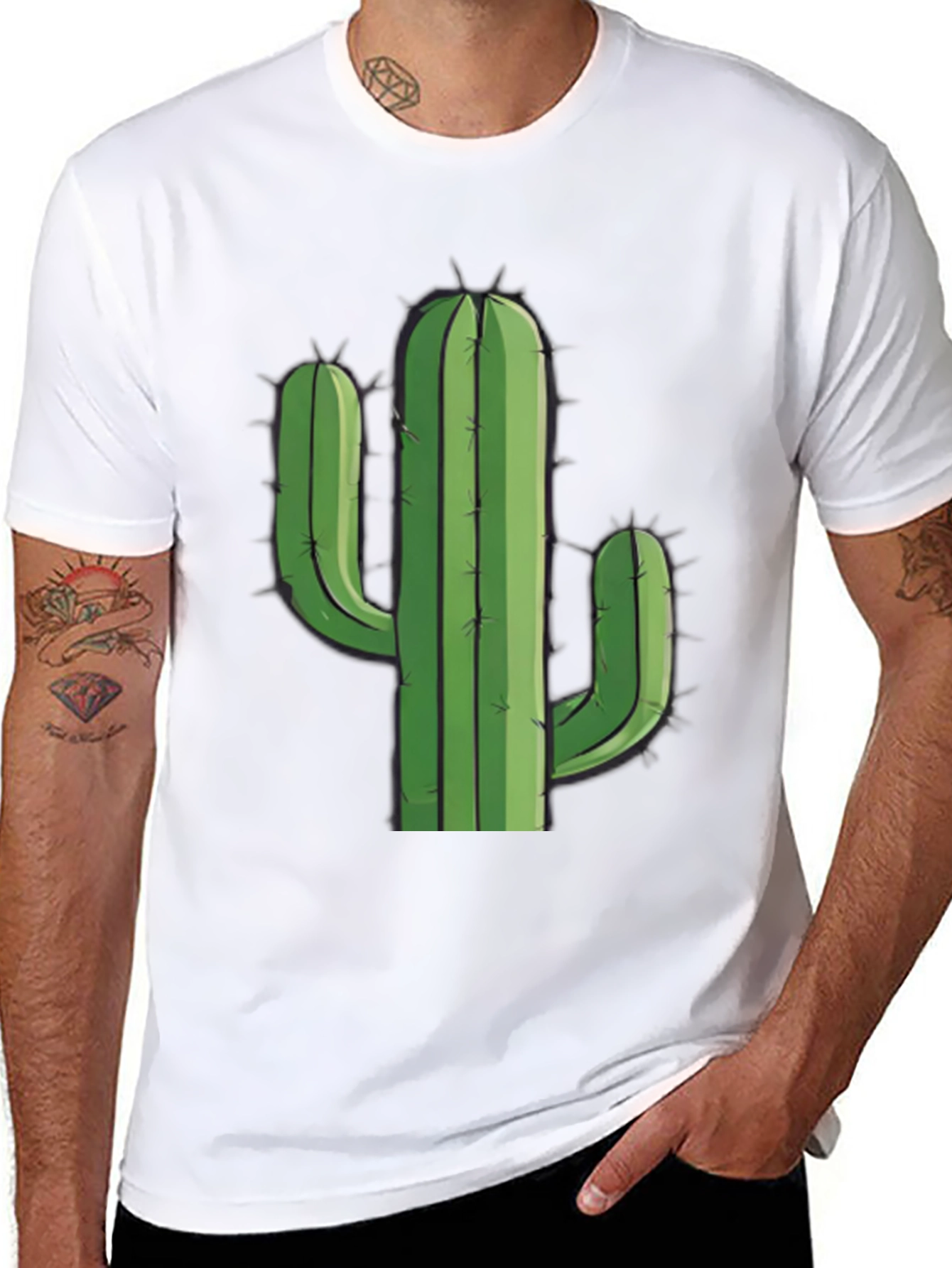 Black Cactus Graphic Tee - Black Cotton T-Shirt view 8