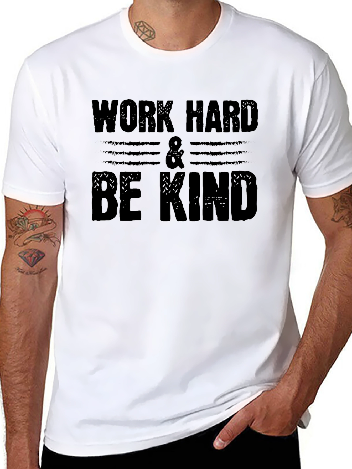 Black Work Hard & Be Kind Graphic T-Shirt view 8