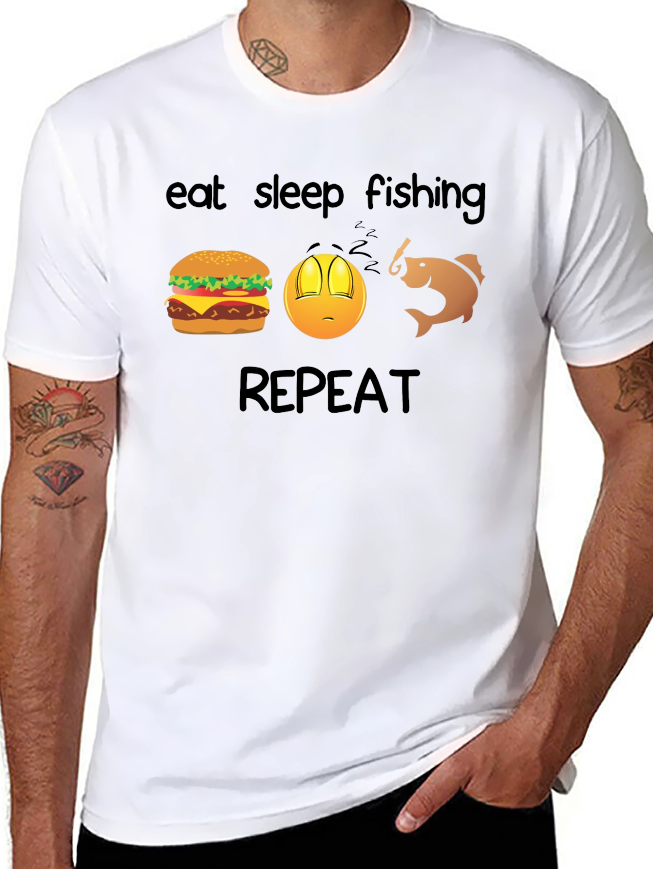 Black Eat Sleep Fishing Repeat T-Shirt view 8