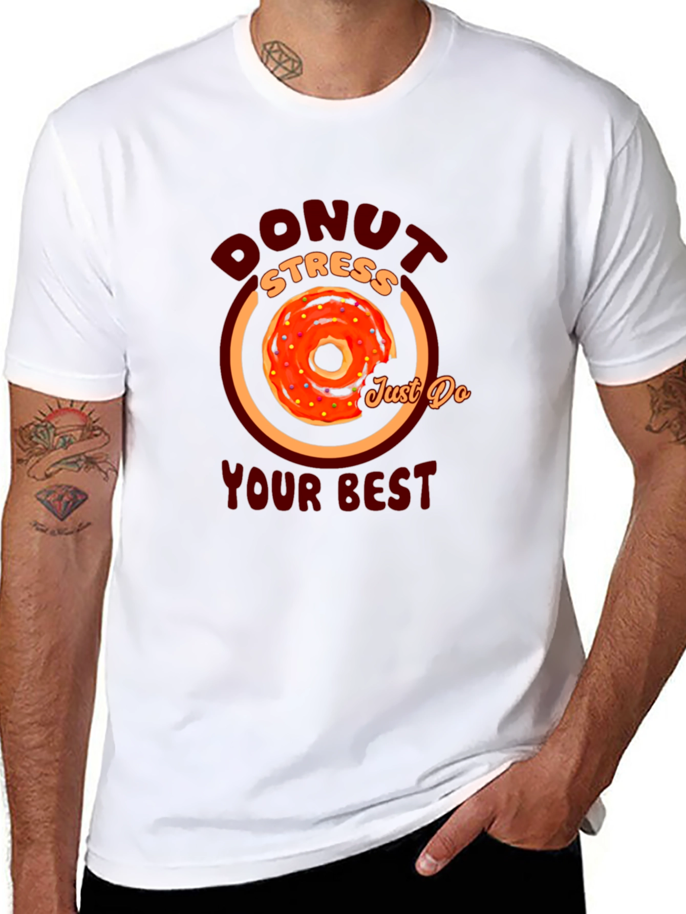 Black Donut Stress Graphic T-Shirt - Motivational Tee view 8
