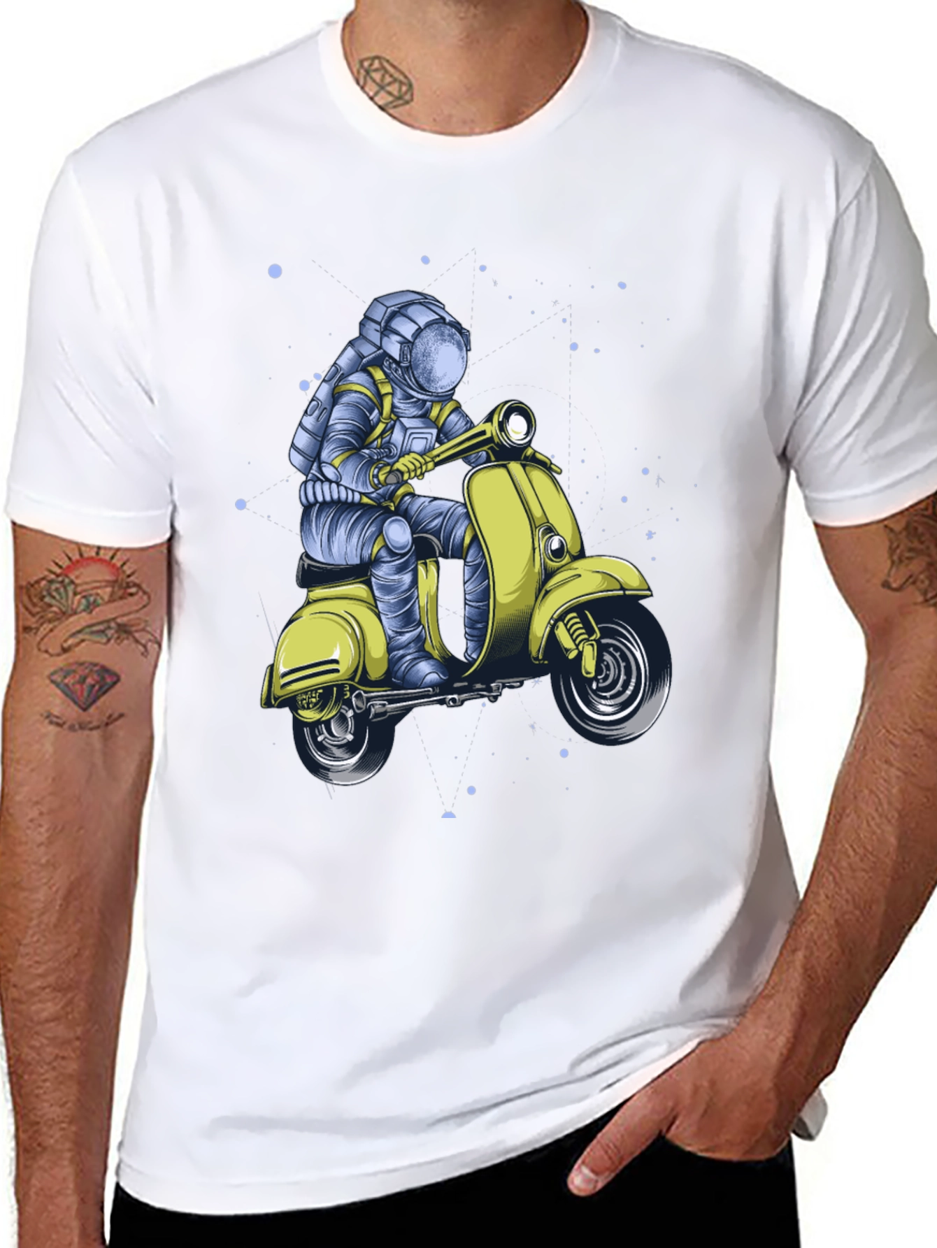 Black Astronaut on Scooter Graphic Tee - Black view 8