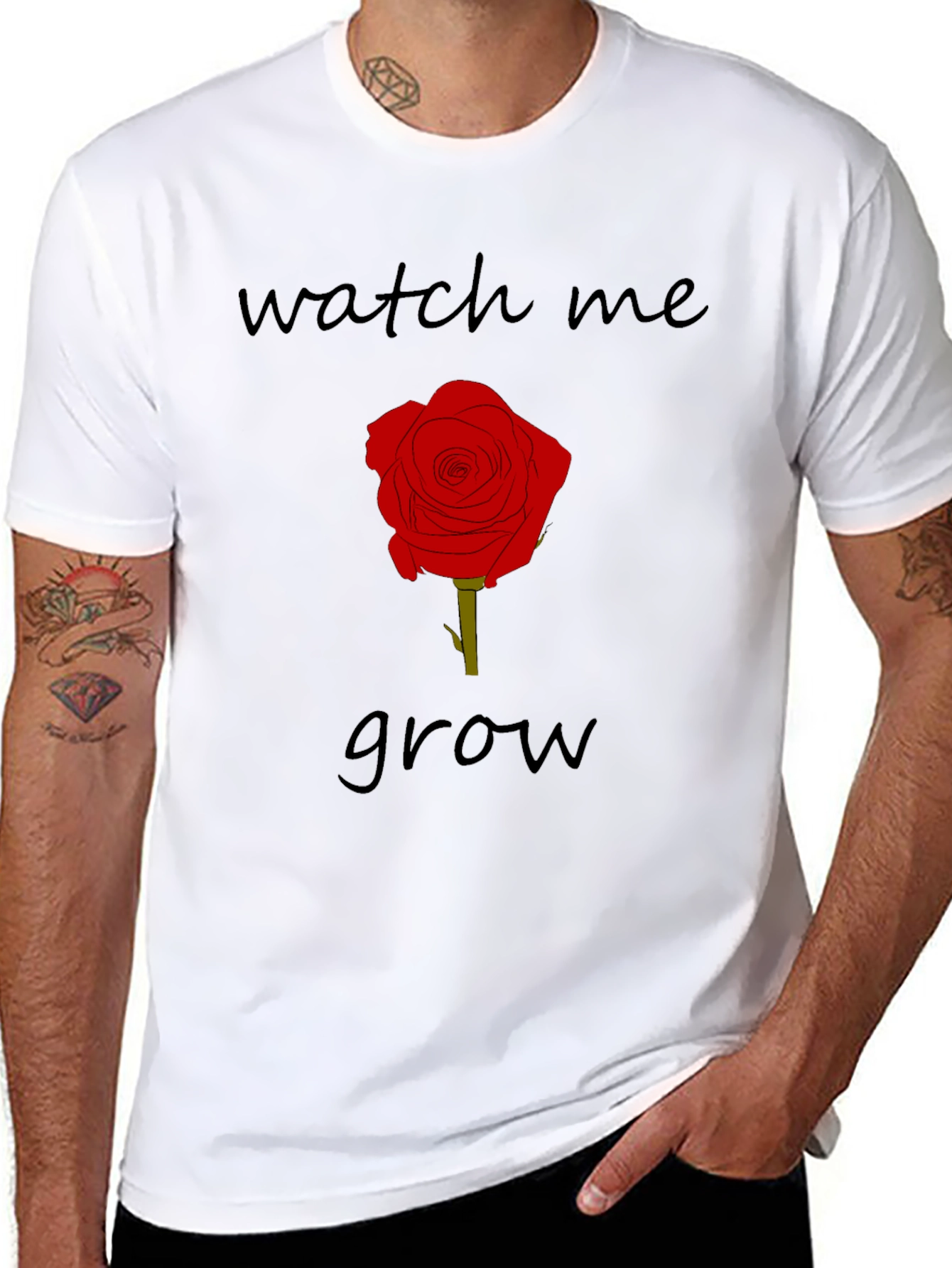 Black Watch Me Grow Rose Graphic Tee - Black view 8