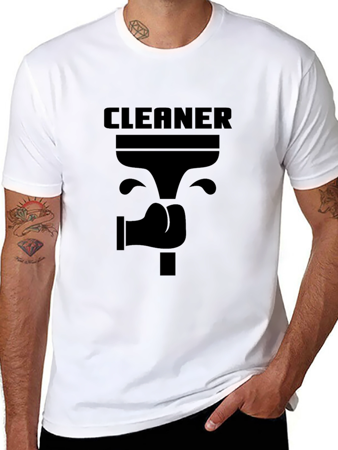 Black Cleaner Graphic T-Shirt - Novelty Design view 8