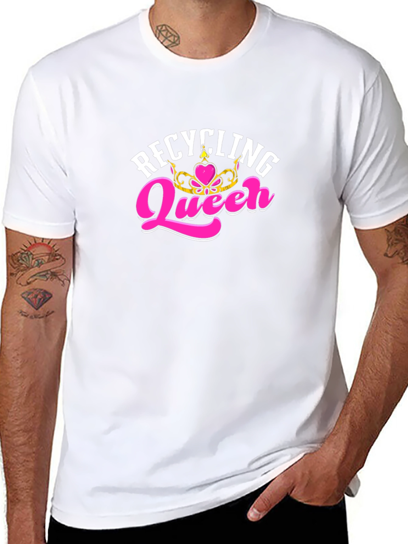 Black Recycling Queen T-Shirt - Black Tee view 8