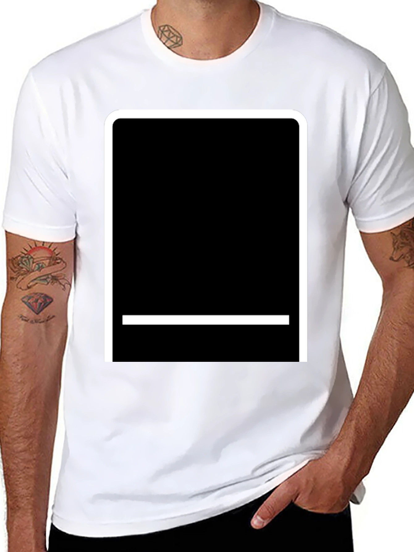 Black Modern Black T-Shirt with White Graphic Design view 8