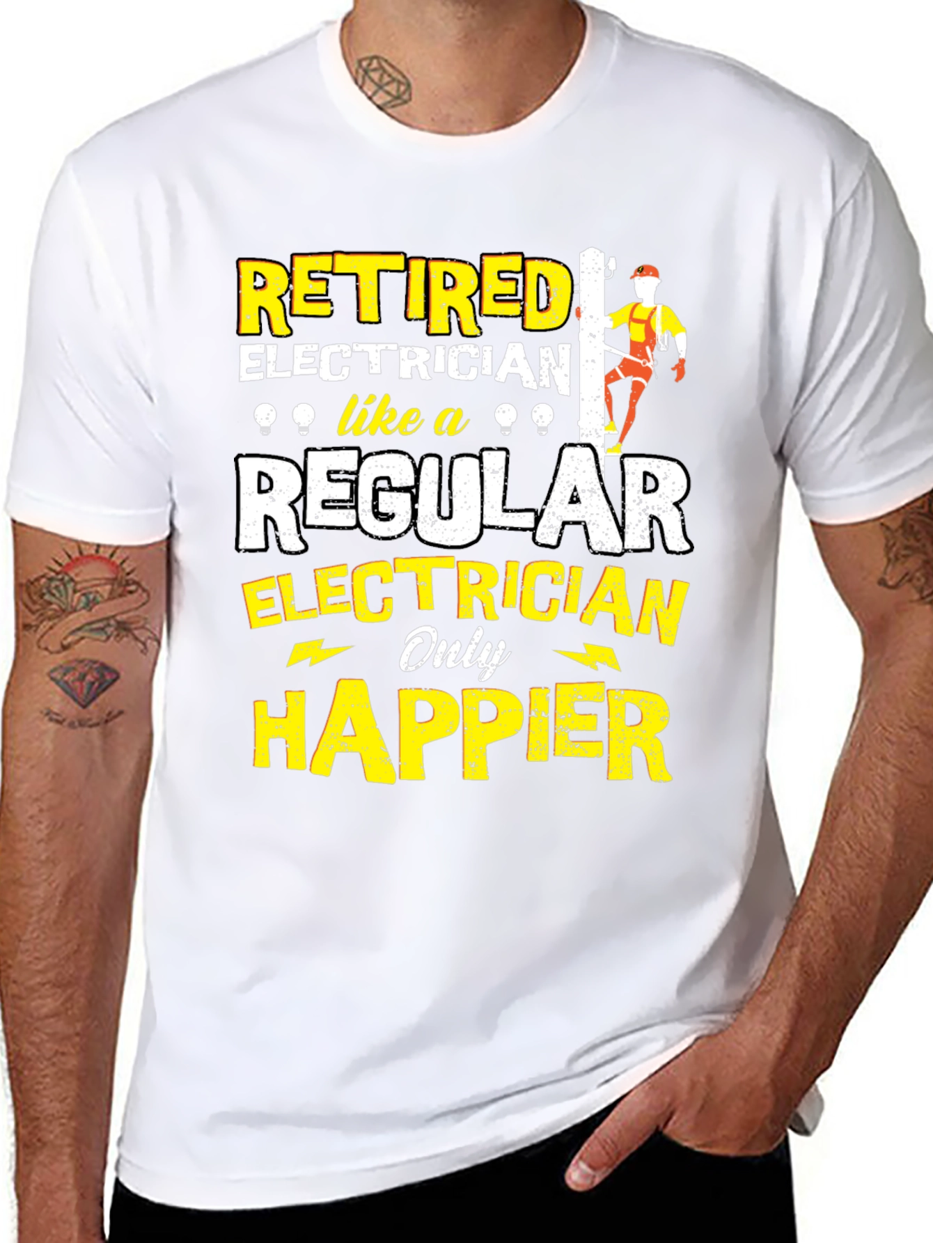 Black Retired Electrician Humor T-Shirt view 8