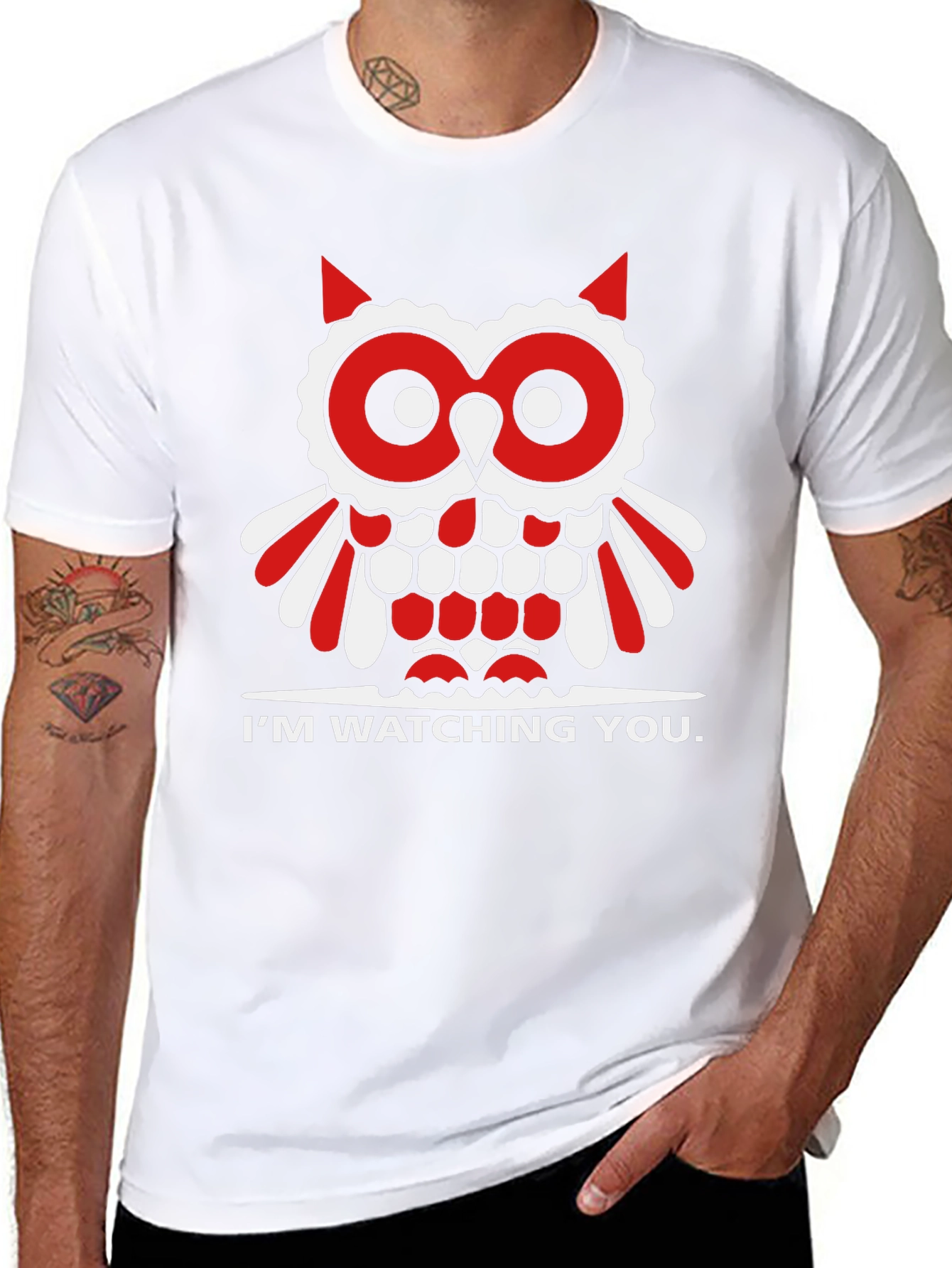 Black Owl I'm Watching You Graphic Tee view 8