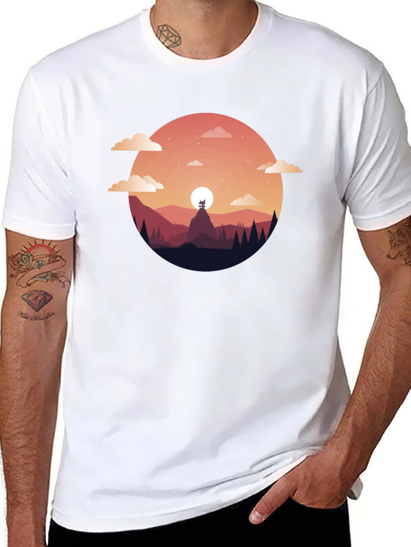 Black Sunset Mountain Graphic Tee - Black T-Shirt view 8
