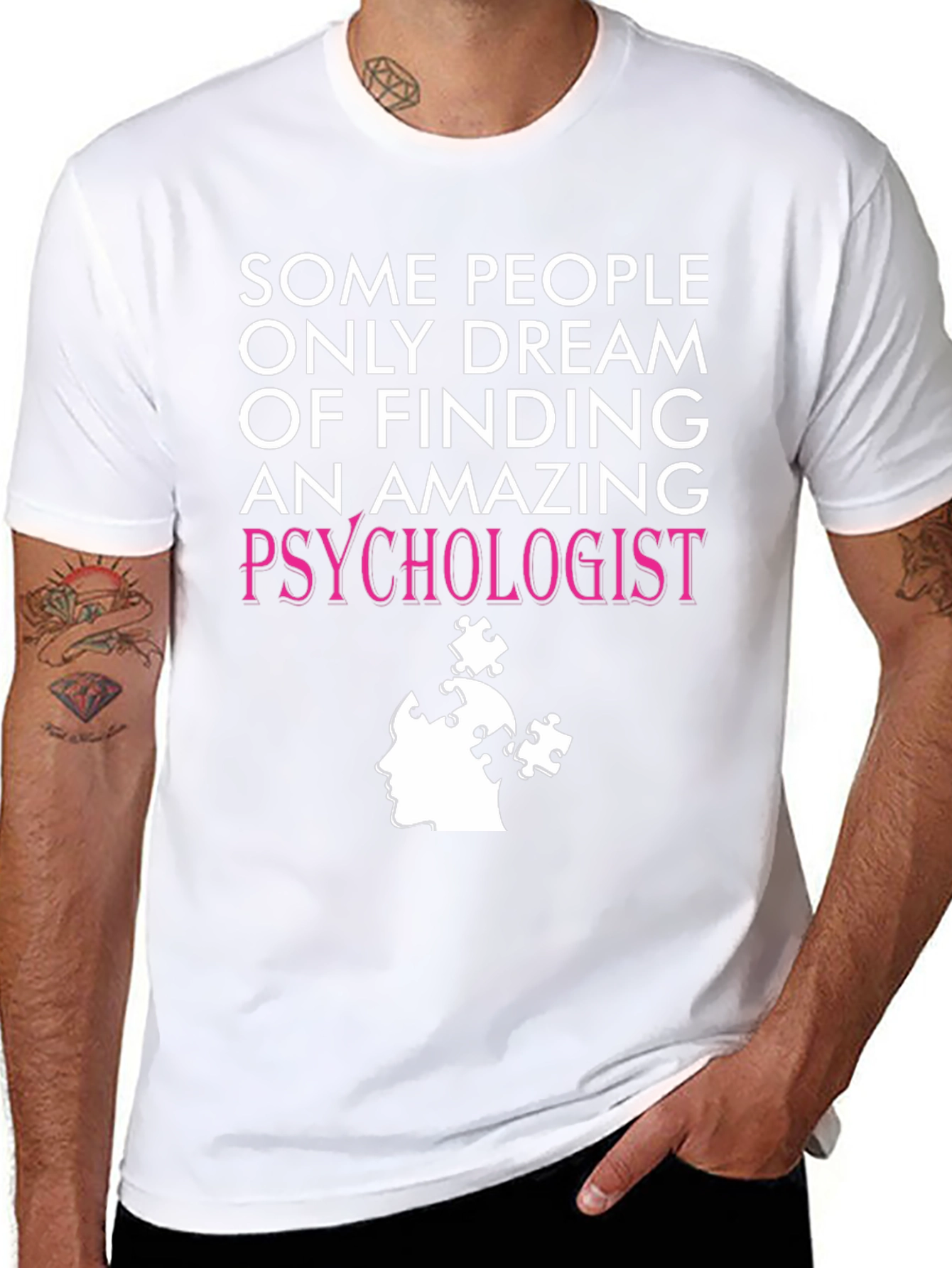 Black Amazing Psychologist T-Shirt - Puzzle Design view 8