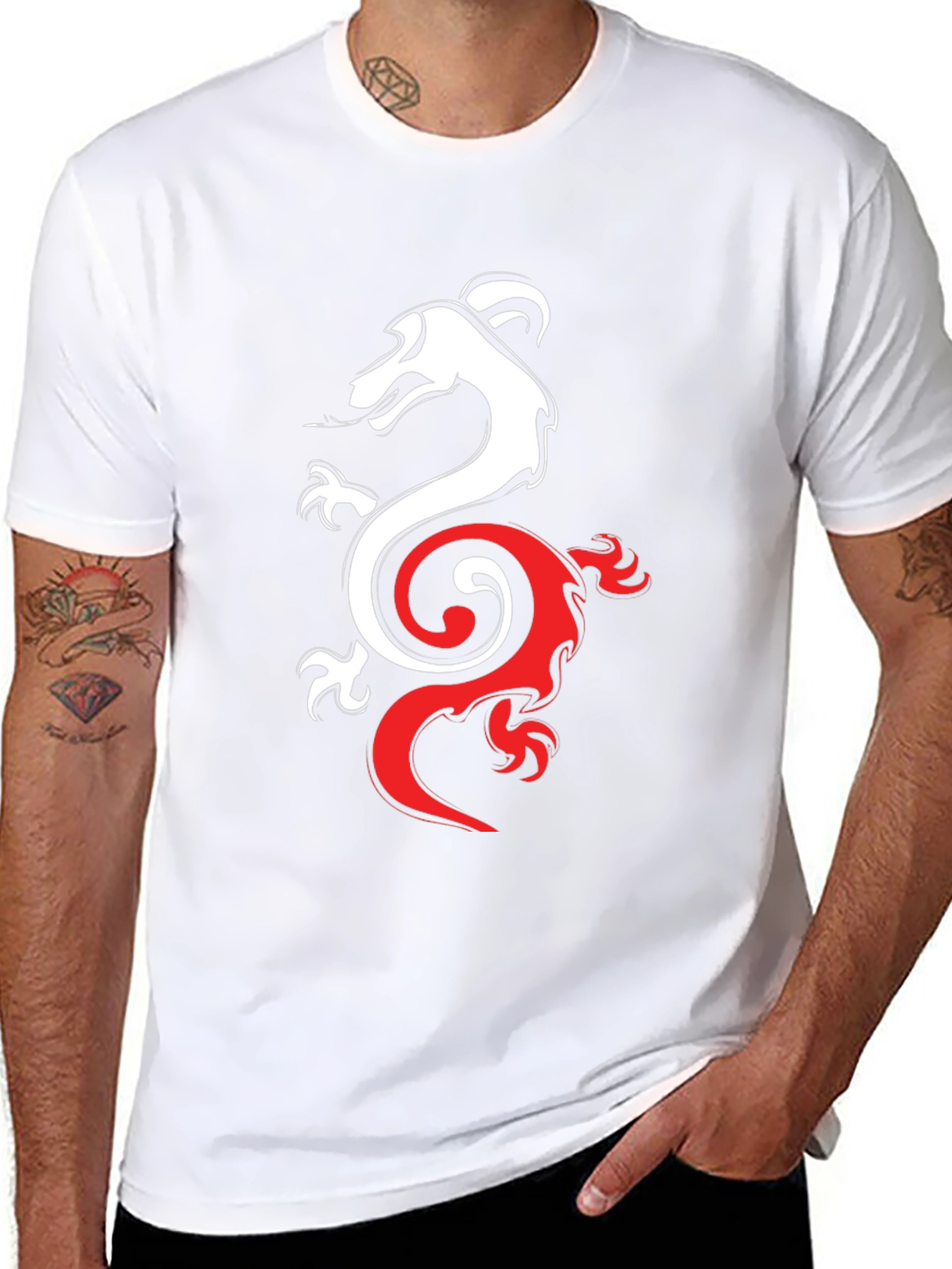 Black Dragon Yin Yang Graphic Tee - Black view 8