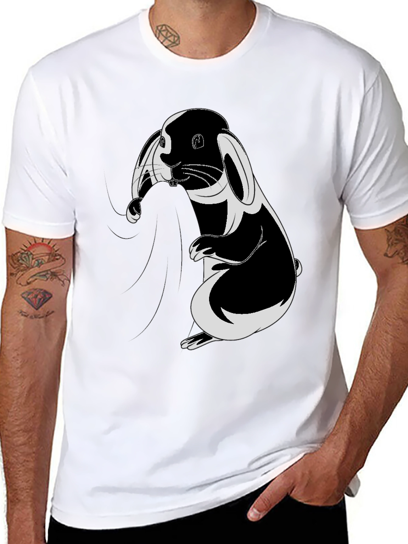 Black Bunny Graphic T-Shirt - Soft Cotton Blend view 8