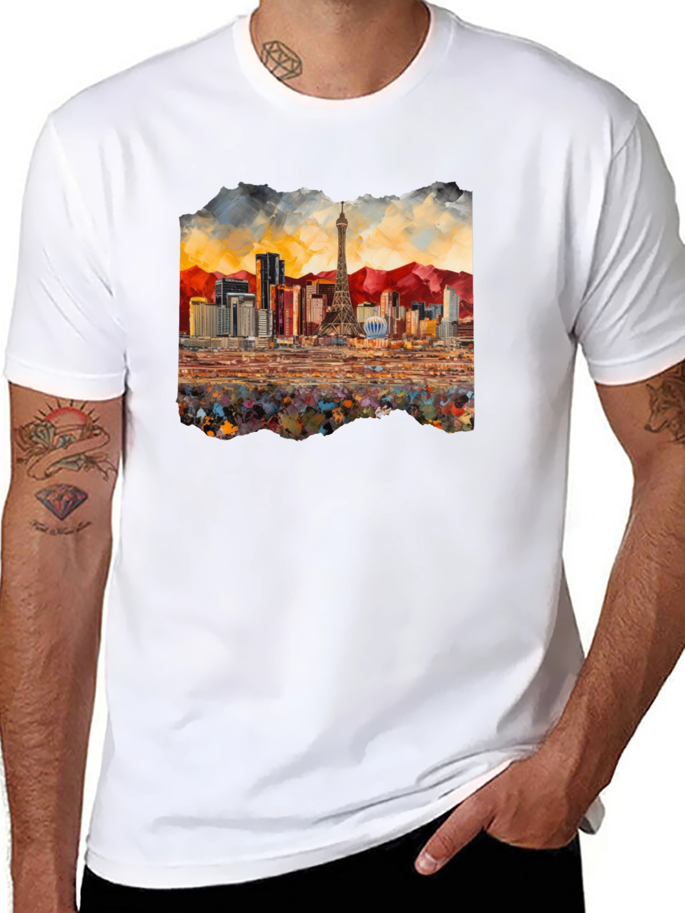 Black Las Vegas Skyline Black T-Shirt view 8