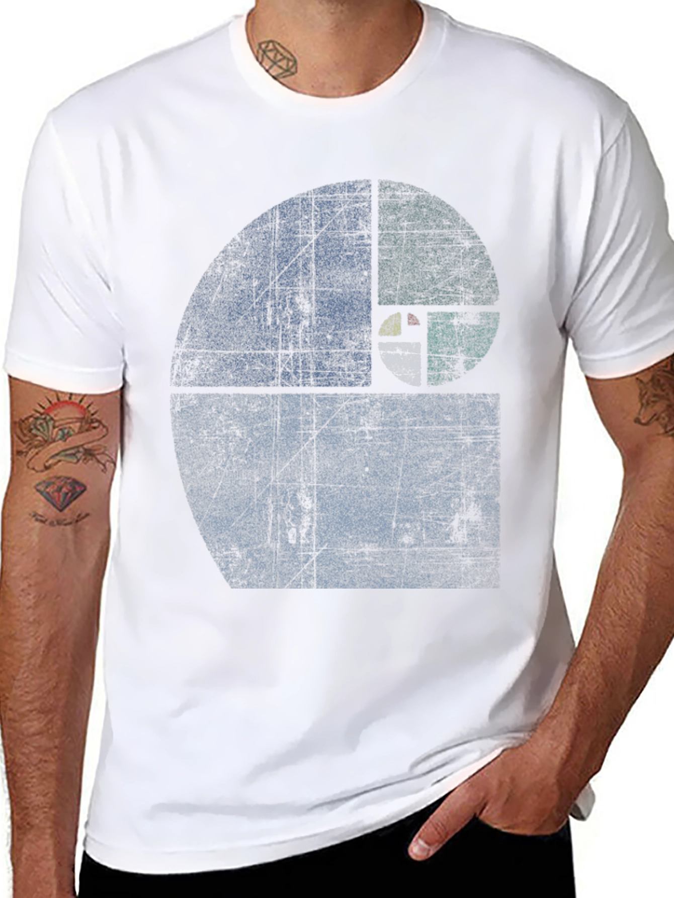 Black Fibonacci Sequence Graphic T-Shirt - Distressed Style view 8