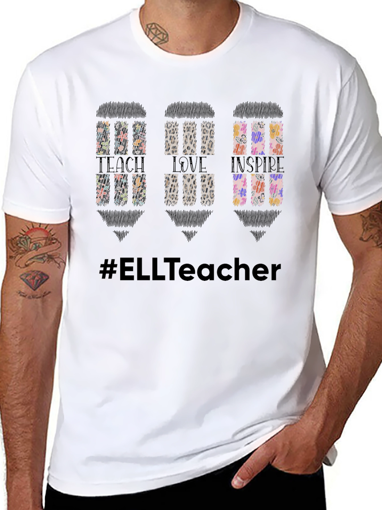 Black Teacher Life T-Shirt - Teach Love Inspire - ELL Teacher view 8