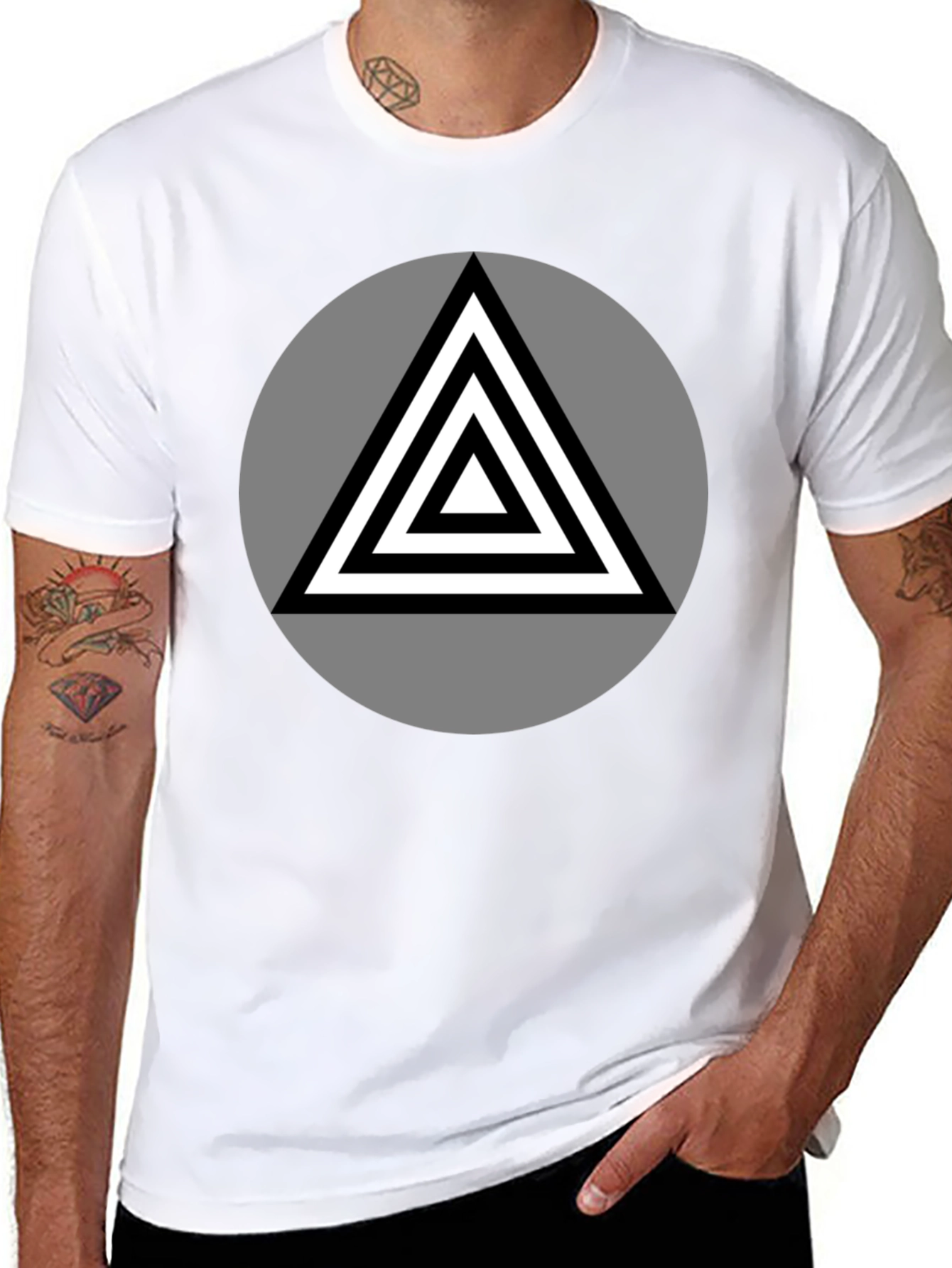 Black Geometric Triangle Graphic T-Shirt view 8