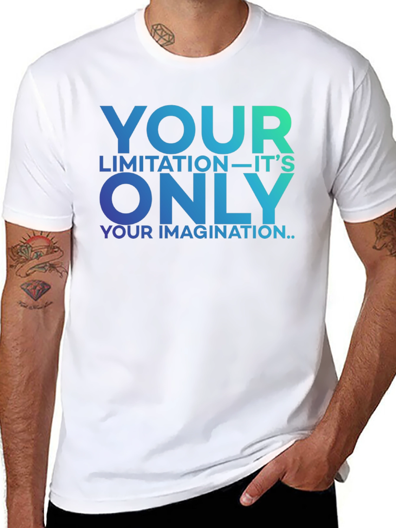 Black Inspirational Graphic Tee - Your Only Limitation T-Shirt view 8