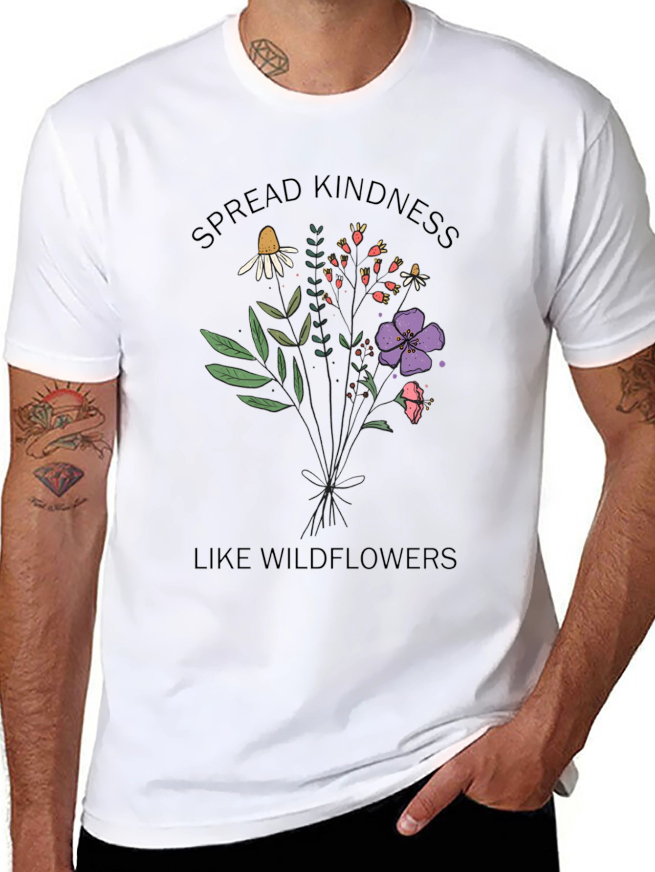 Black Spread Kindness Wildflower Graphic Tee view 8