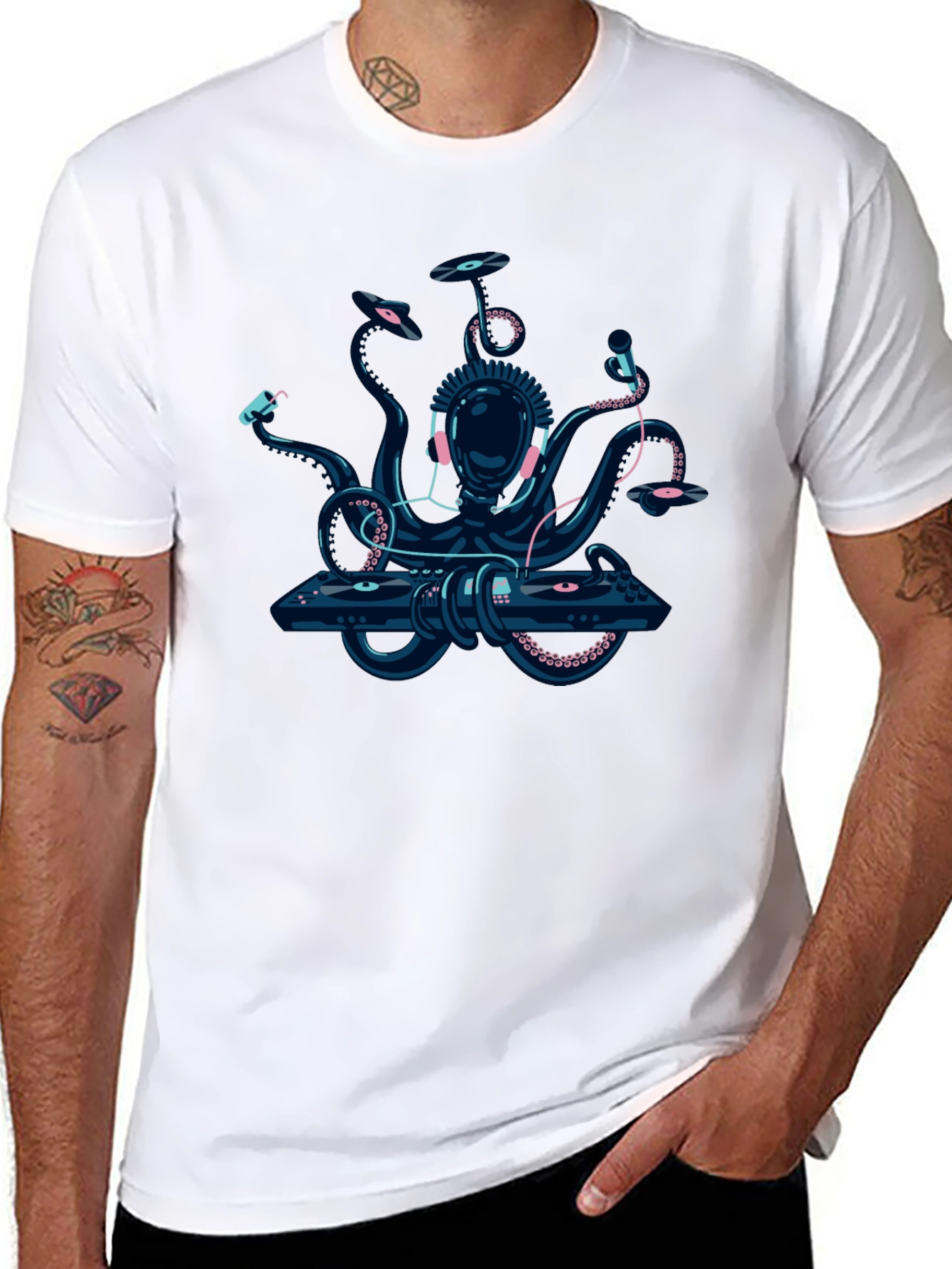 Black DJ Octopus Graphic Tee - Black view 8