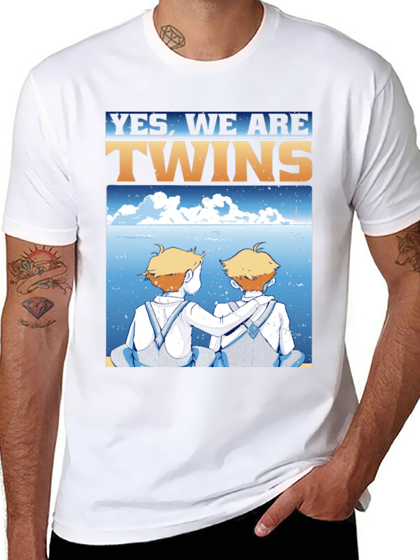 Black Yes, We Are Twins T-Shirt view 8