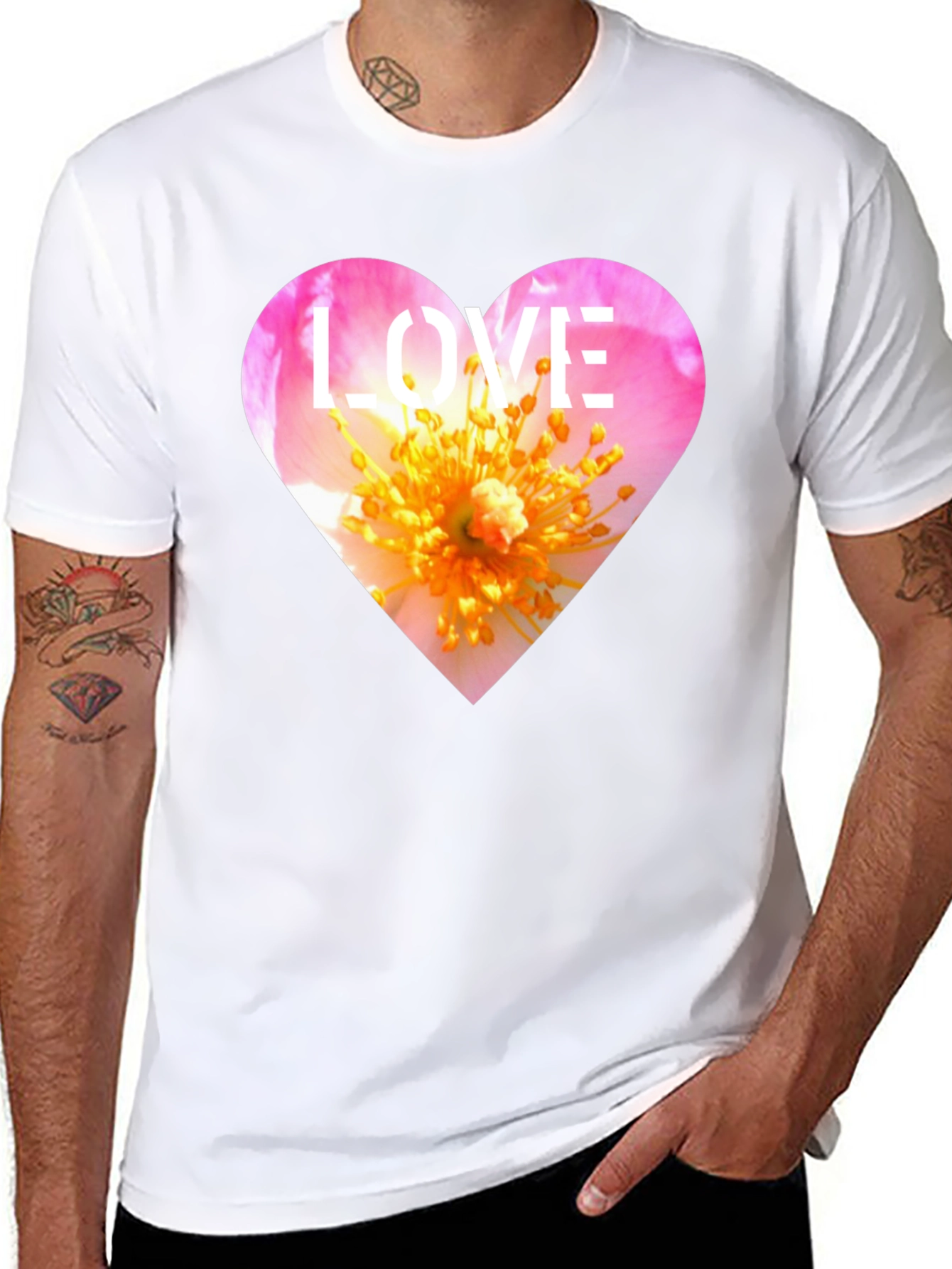 Black Love Heart Floral T-Shirt - Stylish Graphic Tee view 8