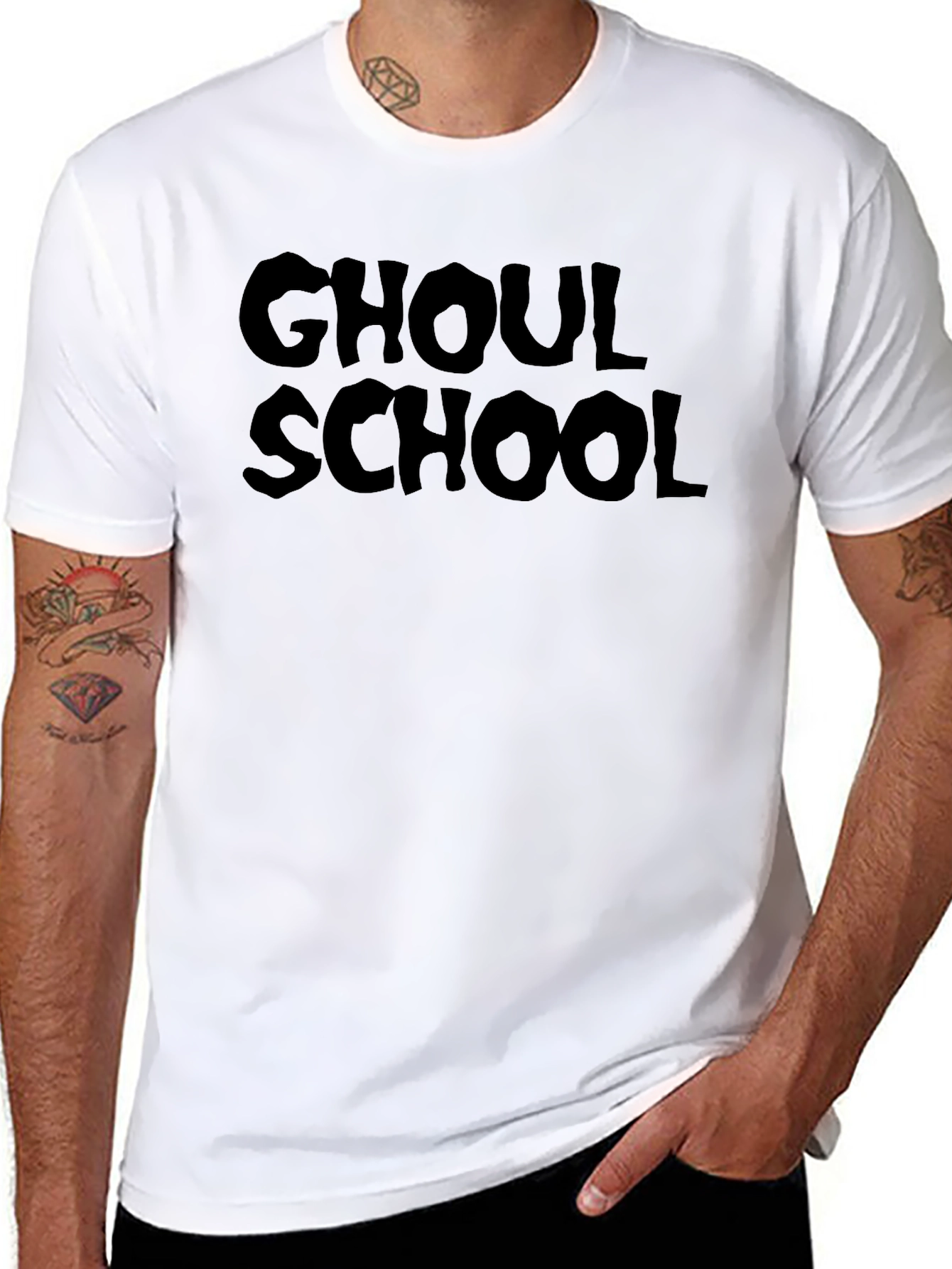Black Ghoul School Graphic Tee - Black Cotton T-Shirt view 8