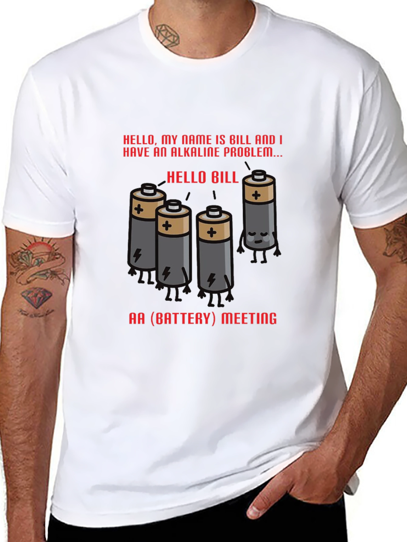 Black Alkaline Problem Battery T-Shirt view 8