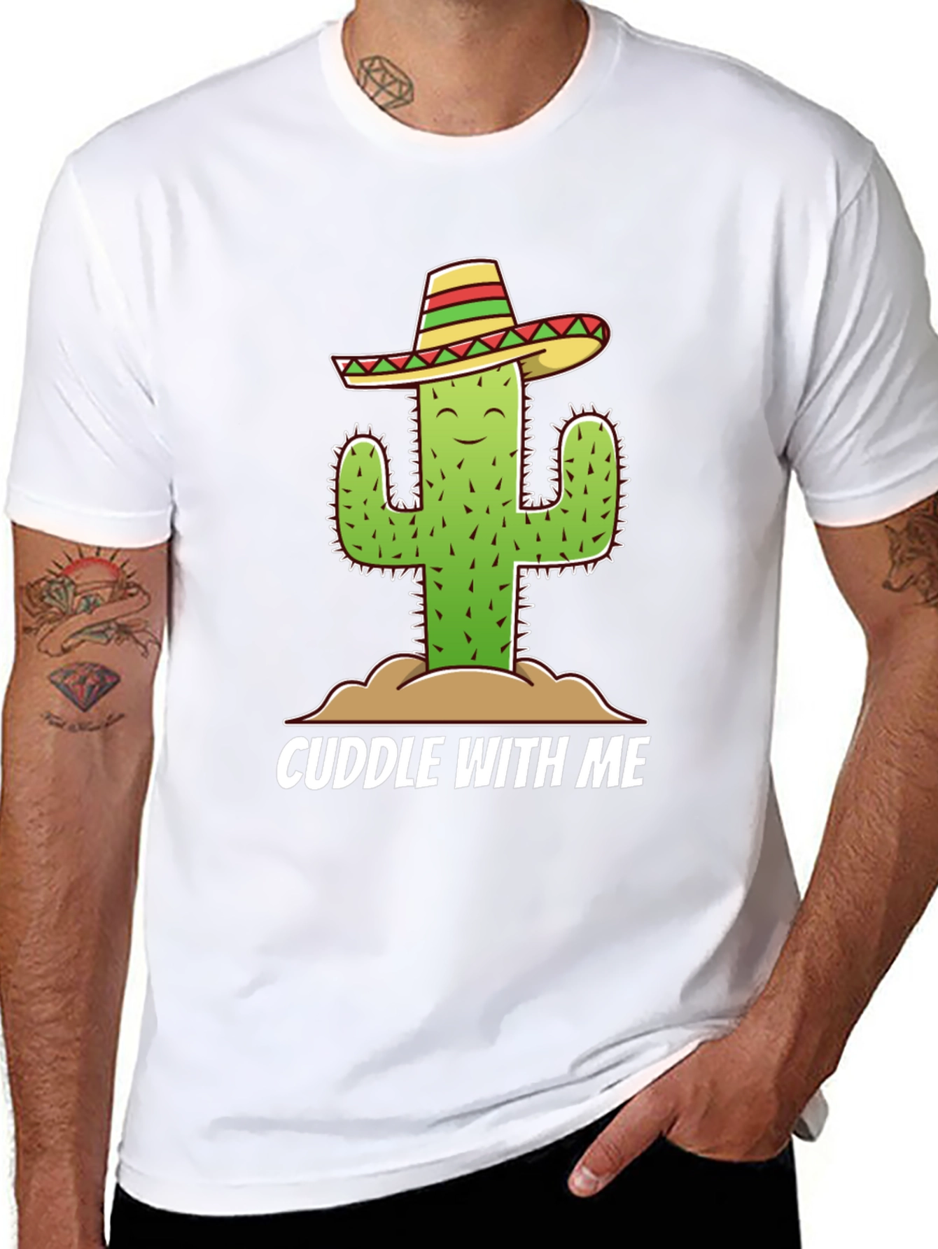 Black Cuddle Cactus T-Shirt - Funny Graphic Tee view 8