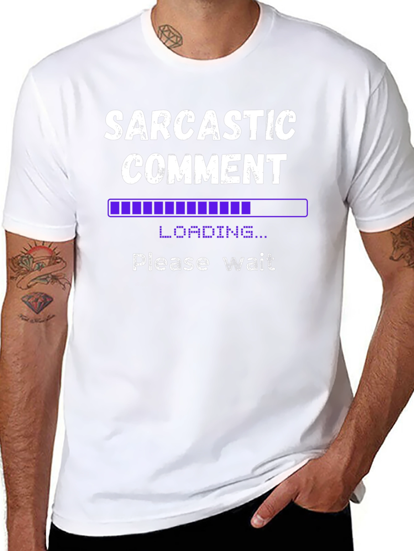 Black Sarcastic Comment Loading Funny Graphic Tee view 8