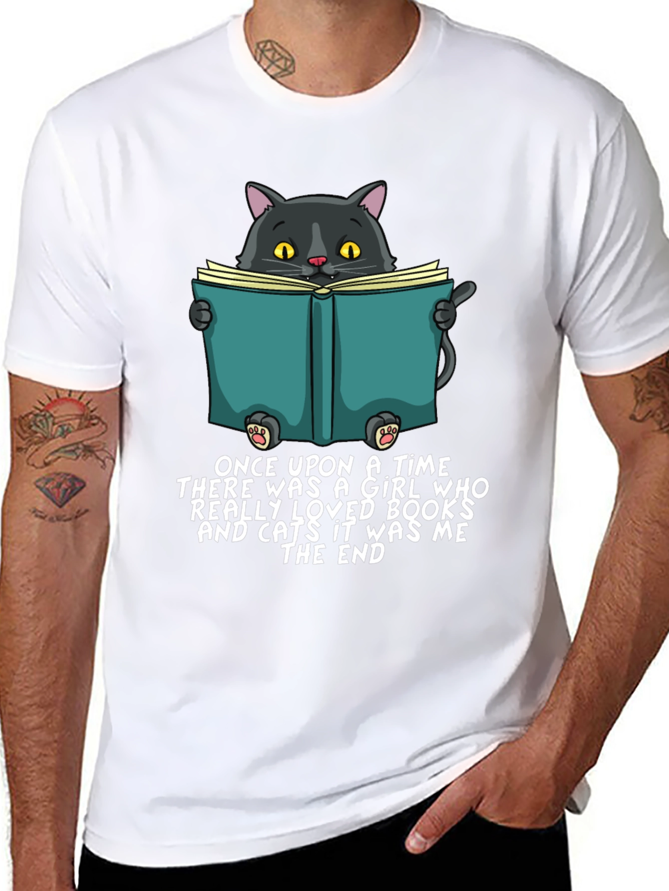 Black Cat Reading Book T-Shirt - Once Upon a Time view 8