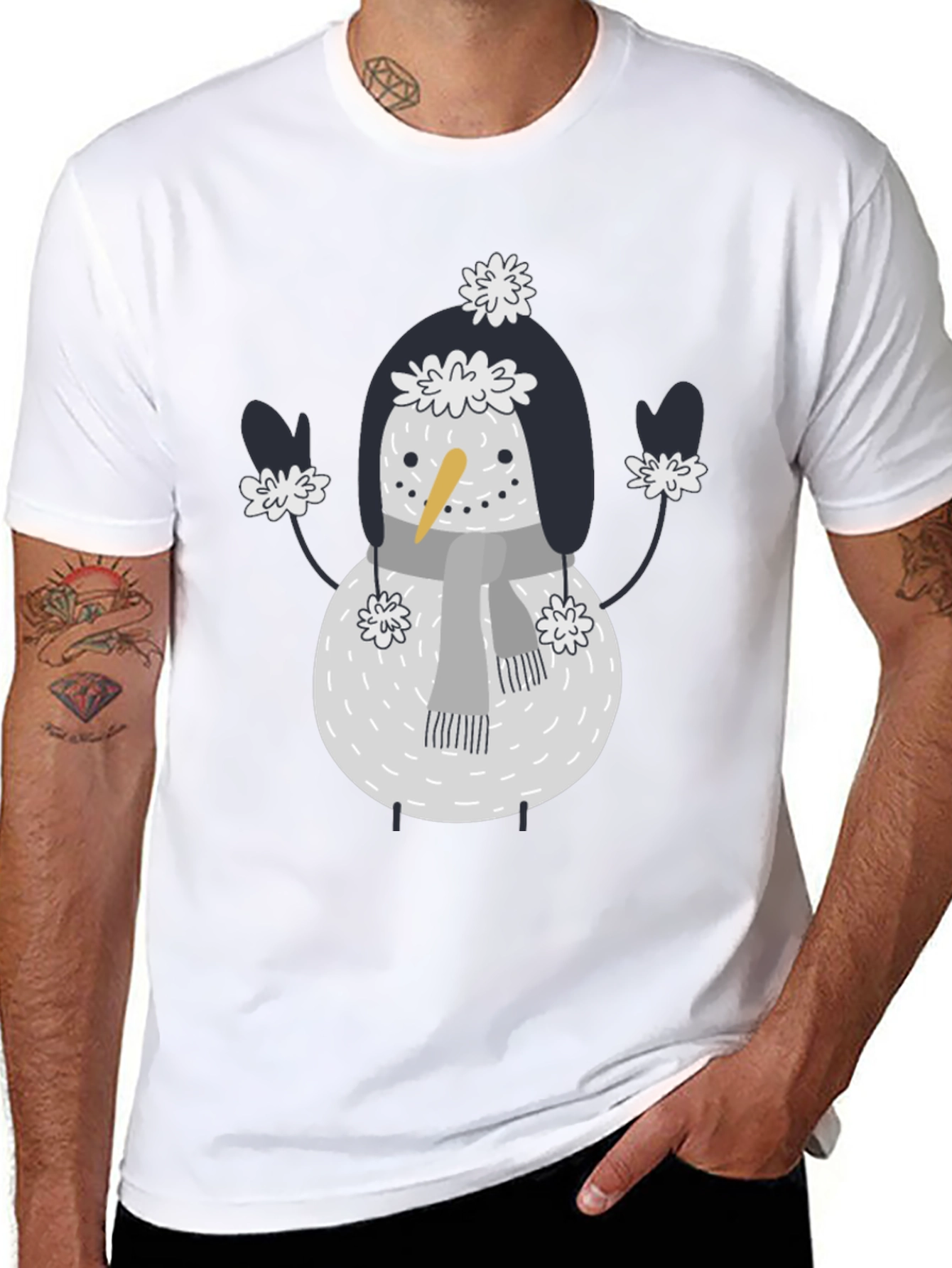 Black Snowman Graphic Tee - Festive Holiday Fun view 8