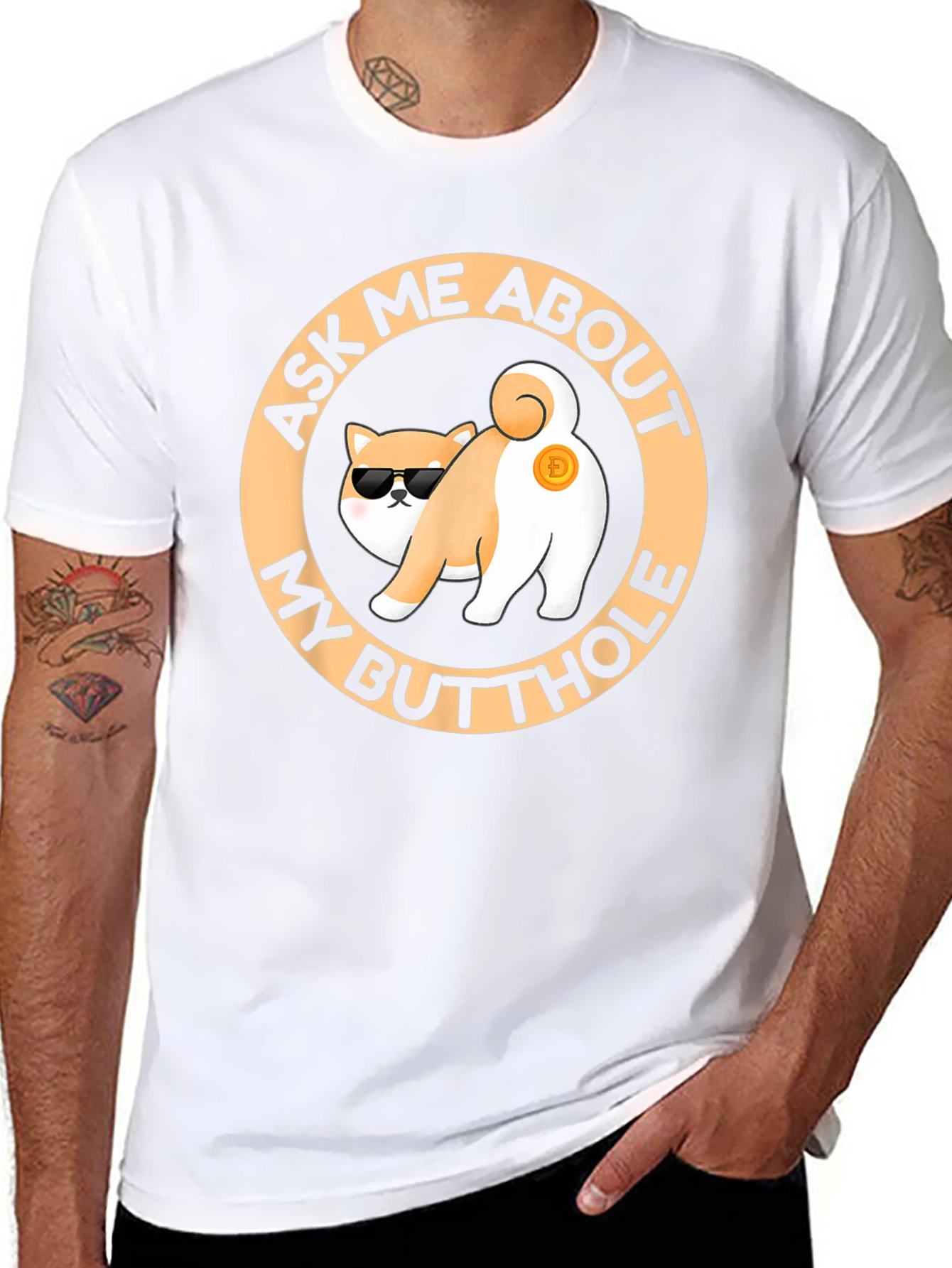 Black Funny Doge Crypto Butt T-Shirt view 8