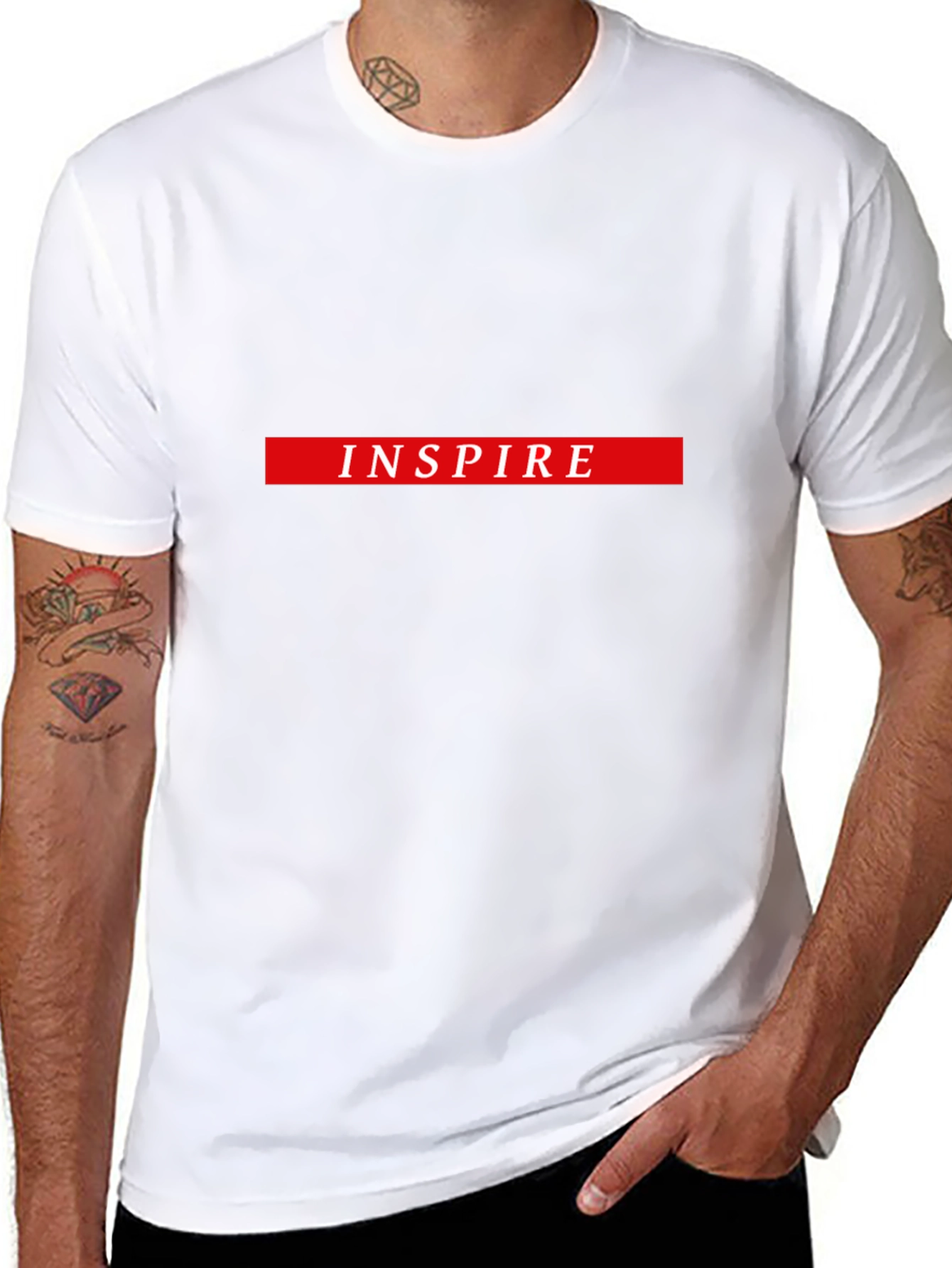 Black Inspire Graphic Tee - Black Cotton Blend T-Shirt view 8