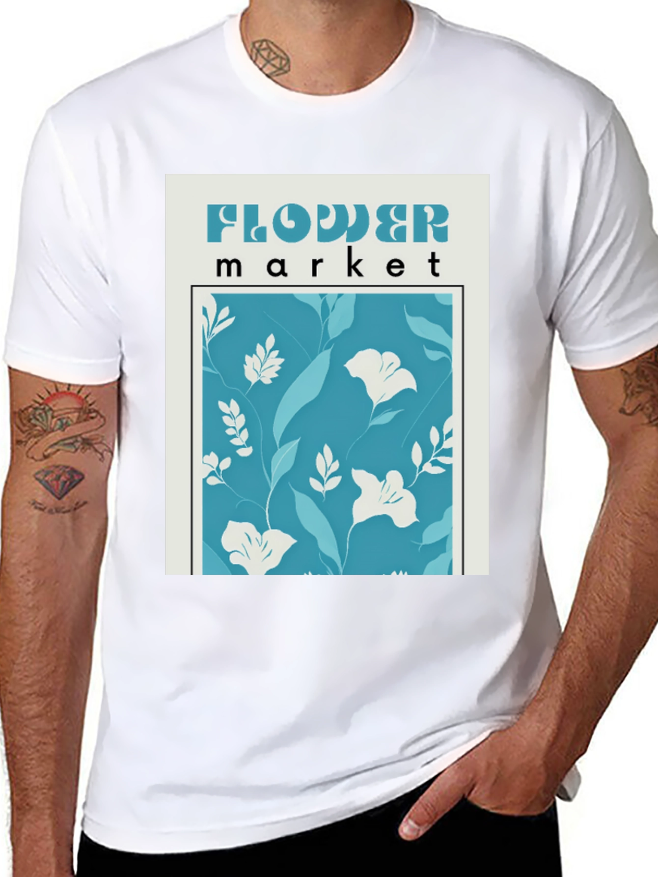 Black Flower Market Graphic Tee - Trendy Floral Print view 8