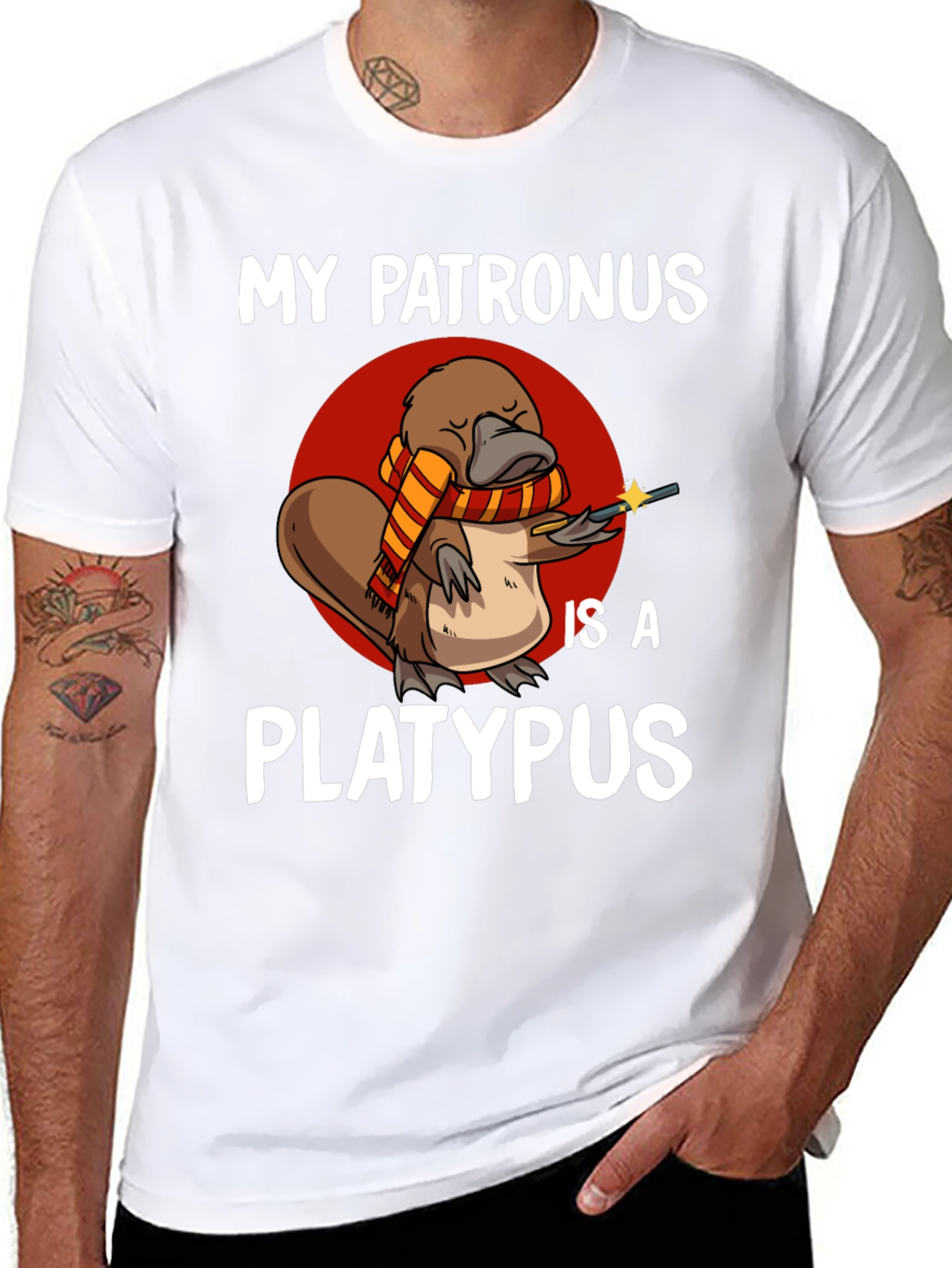 Black My Patronus is a Platypus T-Shirt view 8