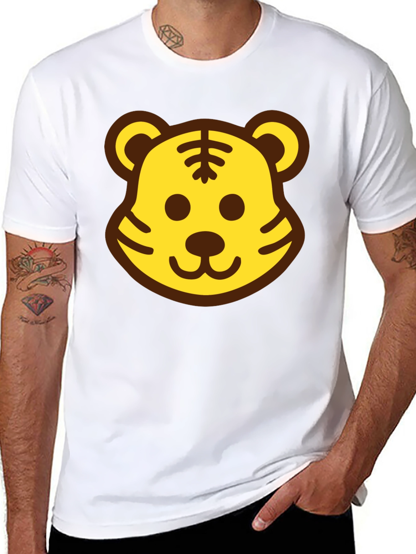 Black Fun Tiger Face Black T-Shirt view 8
