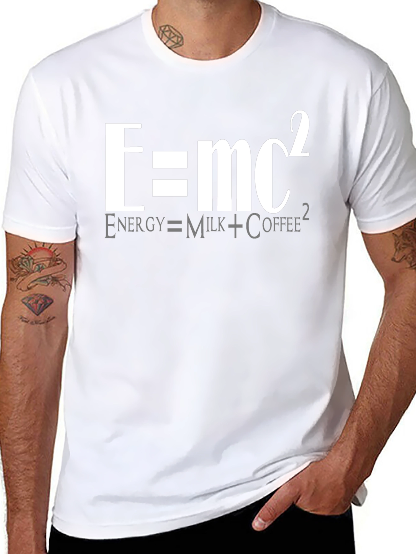 Black E=mc² Funny Science T-Shirt - Energy Equals Milk Coffee view 8